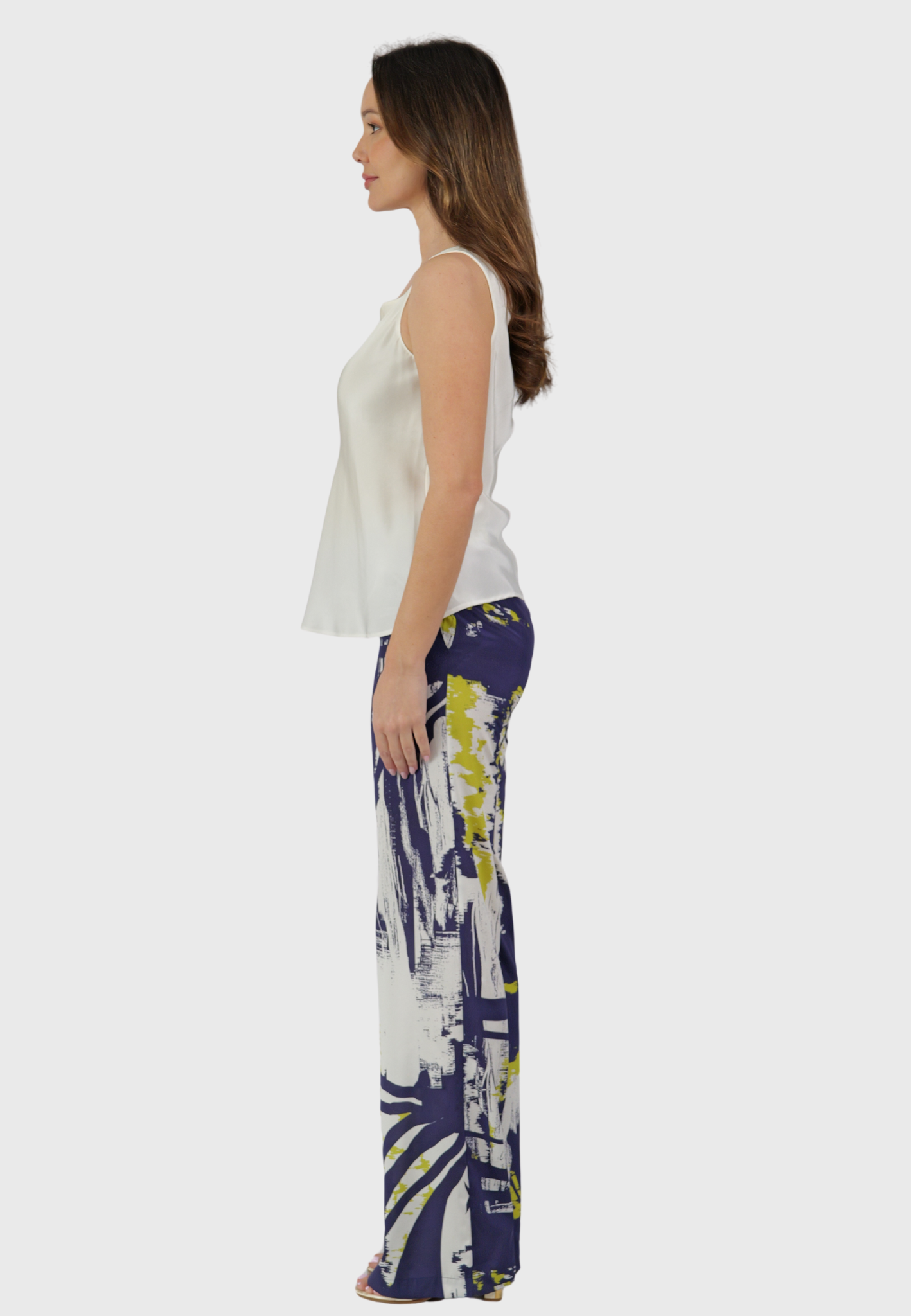 Ischia Silk Pants – Abstract Blue Print