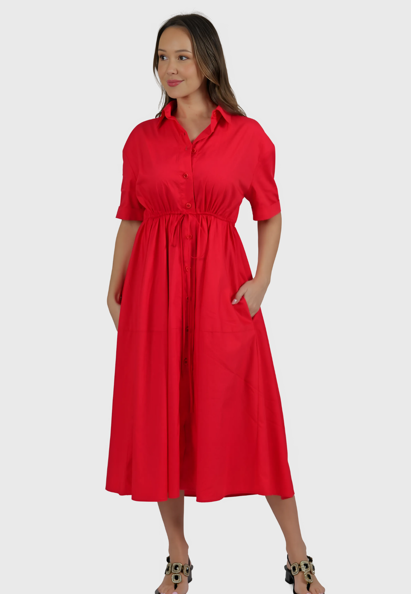 The Ostuni Dress – Italian Cotton in Rosso