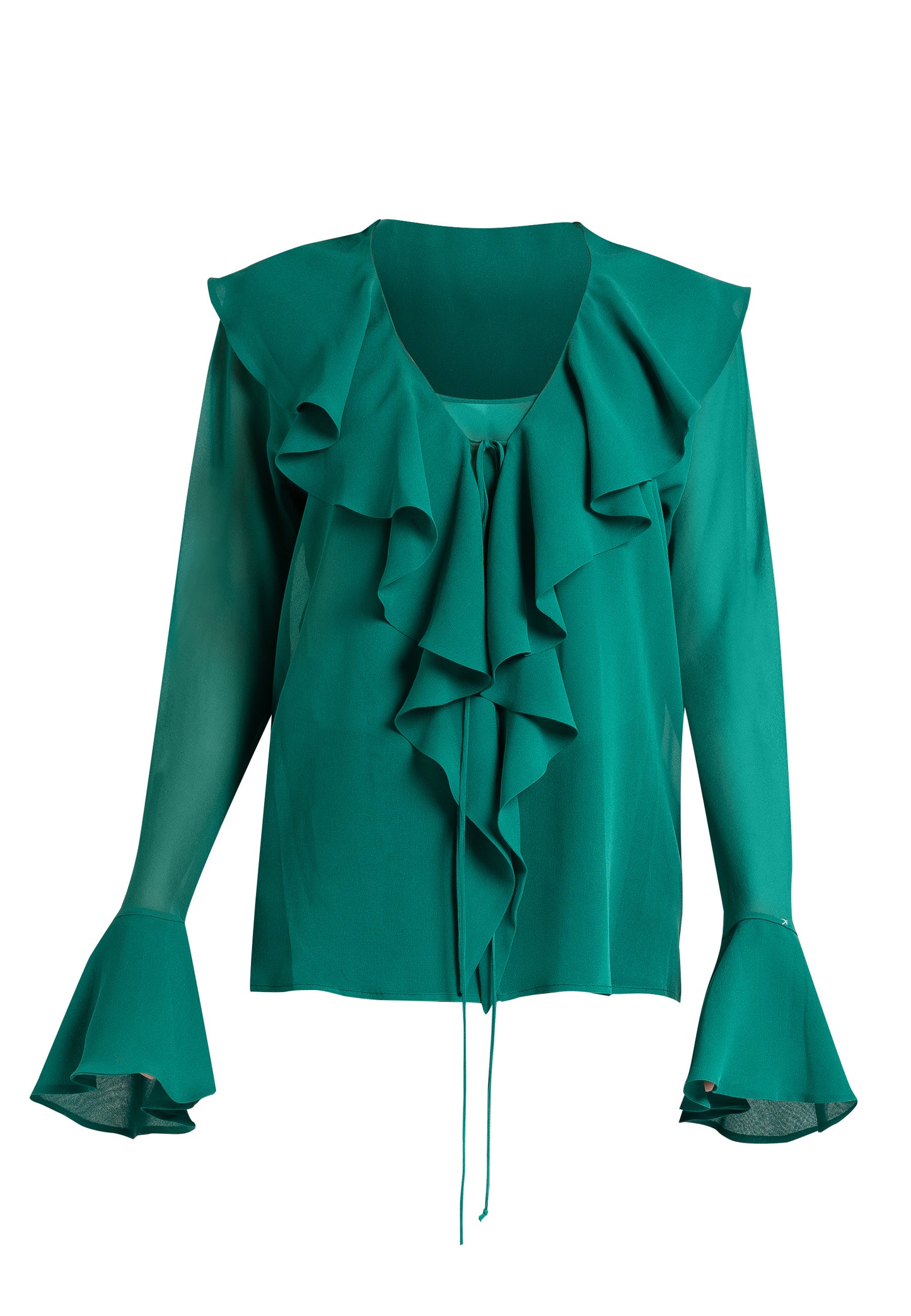 ruched shirt green ruffle  blouse  ruffle blouse long sleeve ruffled blouse green ruffle blouse  green ruffle tops  long sleeve ruffle tops  viscose ruffle top  ruffle sleeve blouse  green blouse  designer ruffle top maxi ruffle made in italy clothing sustainable clothing australia  ethical australian clothing  sustainable dresses australia 