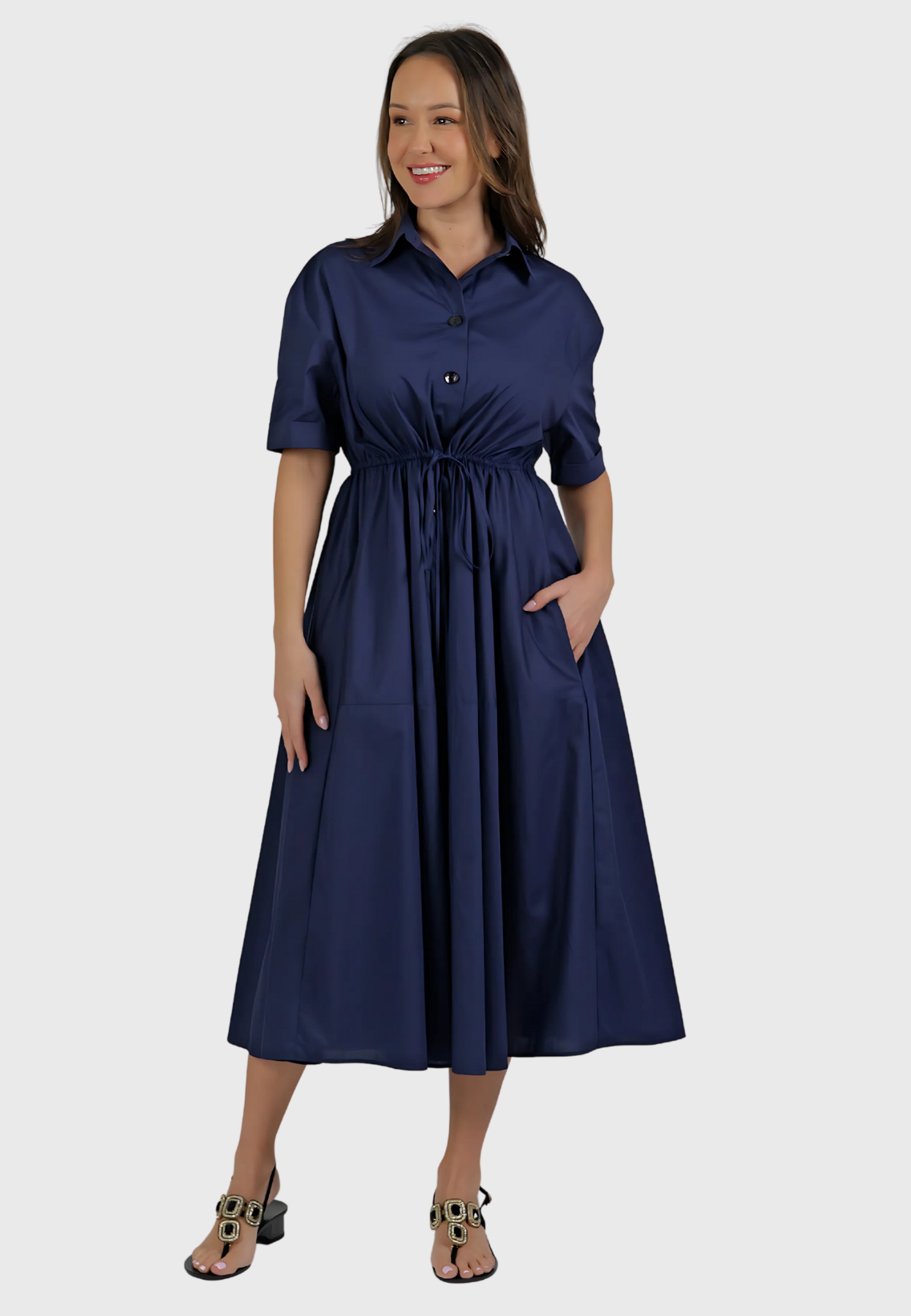 The Ostuni Dress – Italian Cotton in Navy