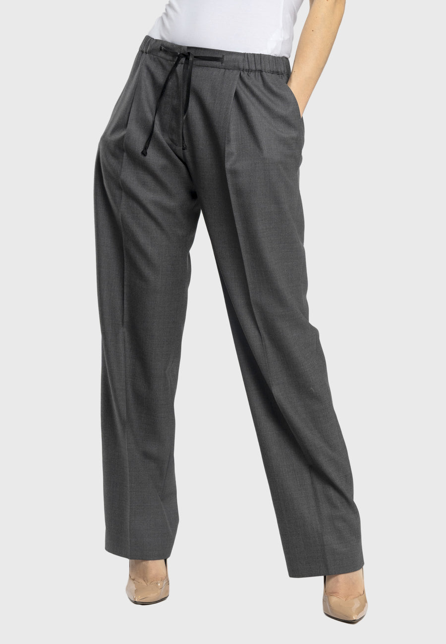 Italian wool trousers, drawstring waist trousers, high-quality wool pants, timeless design trousers, Italian style clothing