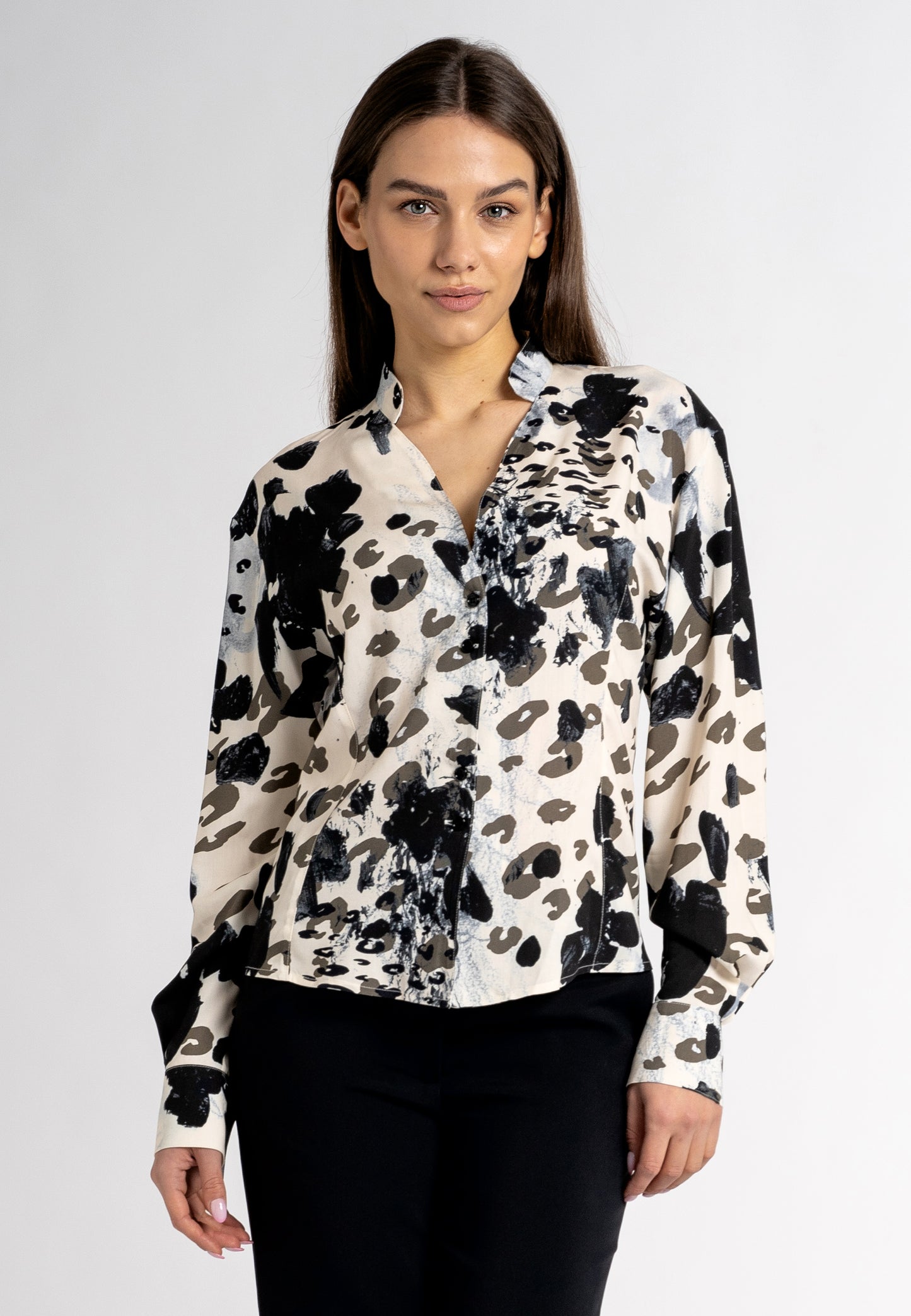 eco-clothing Sydney ethical clothing ethical merchandise australia sustainable clothing brands Viscose Shirt printed shirt viscose shirt women long sleeve viscose shirt cow print shirt women's italian viscosa shirt viscose top australia made in italy clothing made in italy clothing brand viscose printed shirt made in italy clothing
