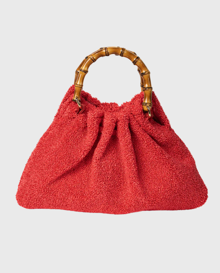 Mini Caterina Raffia Bag – Coral Red