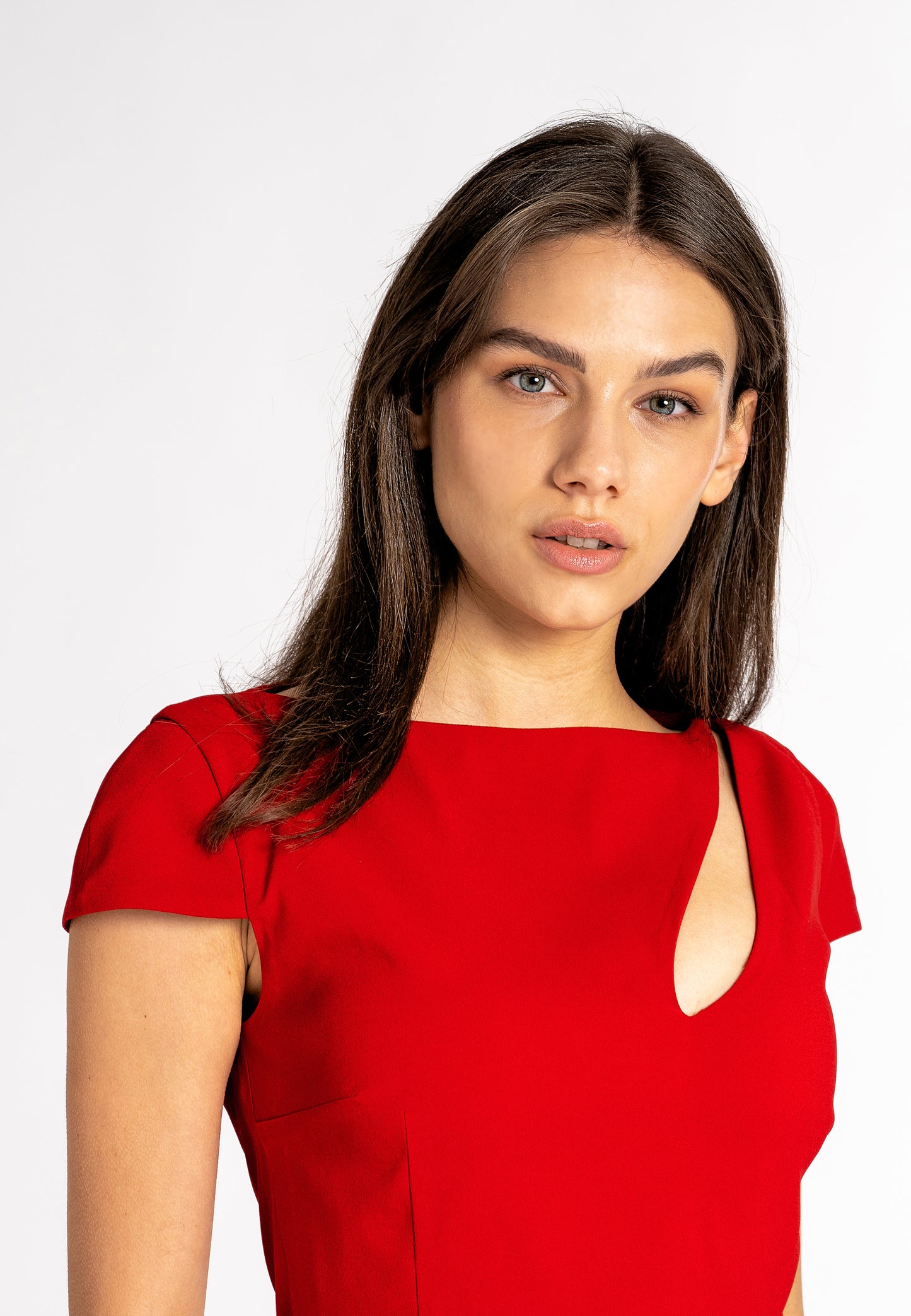 sustainable dresses australia  midi dress red cut out neck dress  red cut out midi dress midi cut out dress tubino goccia sheath dress sheath dress australia sheathdress red women cut out dress  red dress  made in italy clothing winter dresses Australia