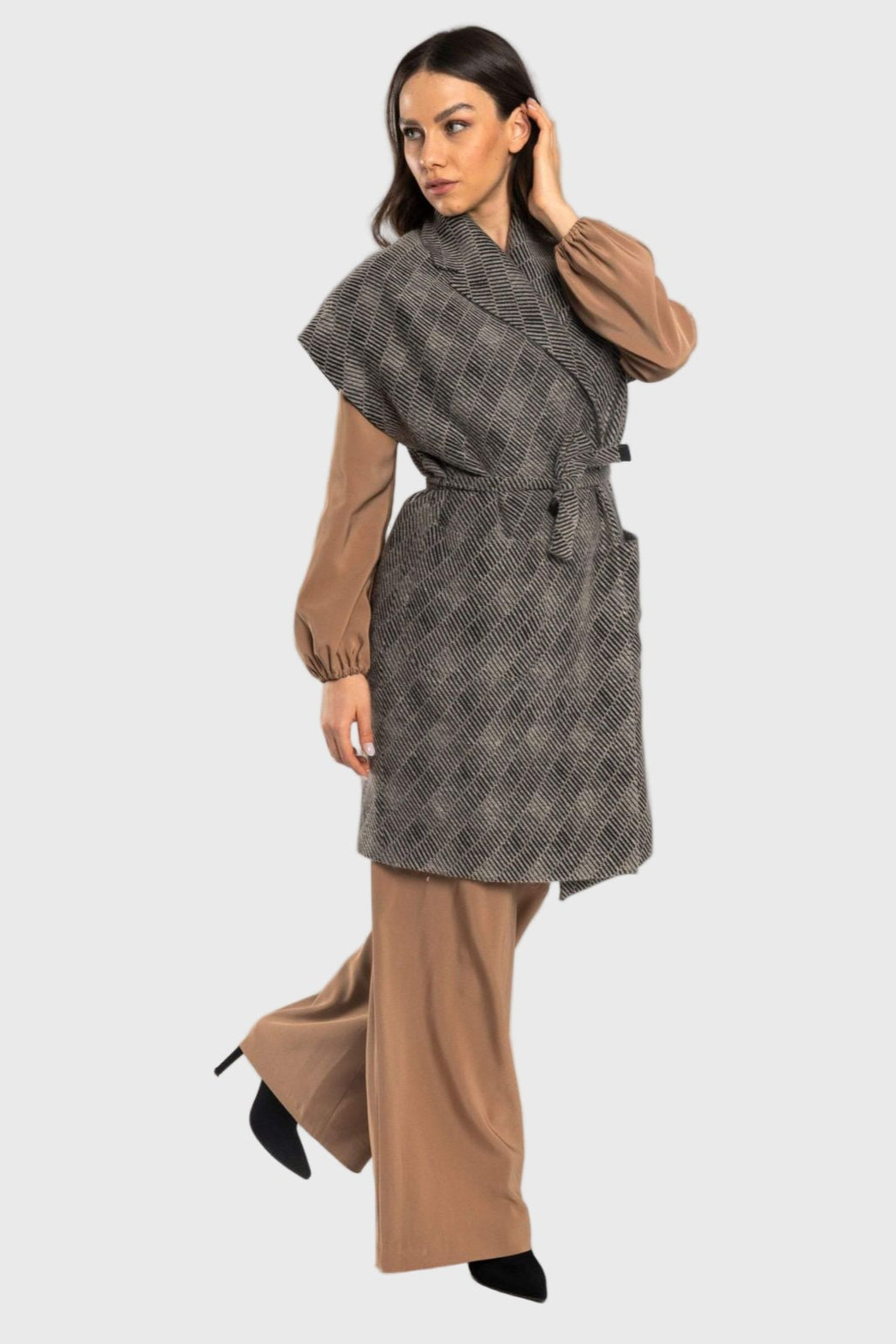 sleeveless wool coat wide collar jacekt sleeveless wool jacket italian wool coat italian wool coat womens wool coat women wool coat for women designer coat australian coat