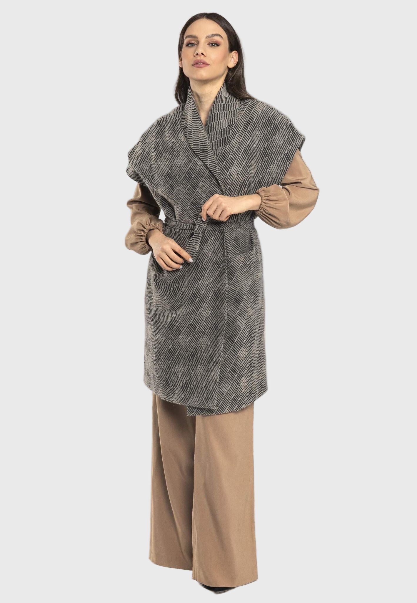 sleeveless wool coat wide collar jacekt sleeveless wool jacket italian wool coat italian wool coat womens wool coat women wool coat for women designer coat australian coat
