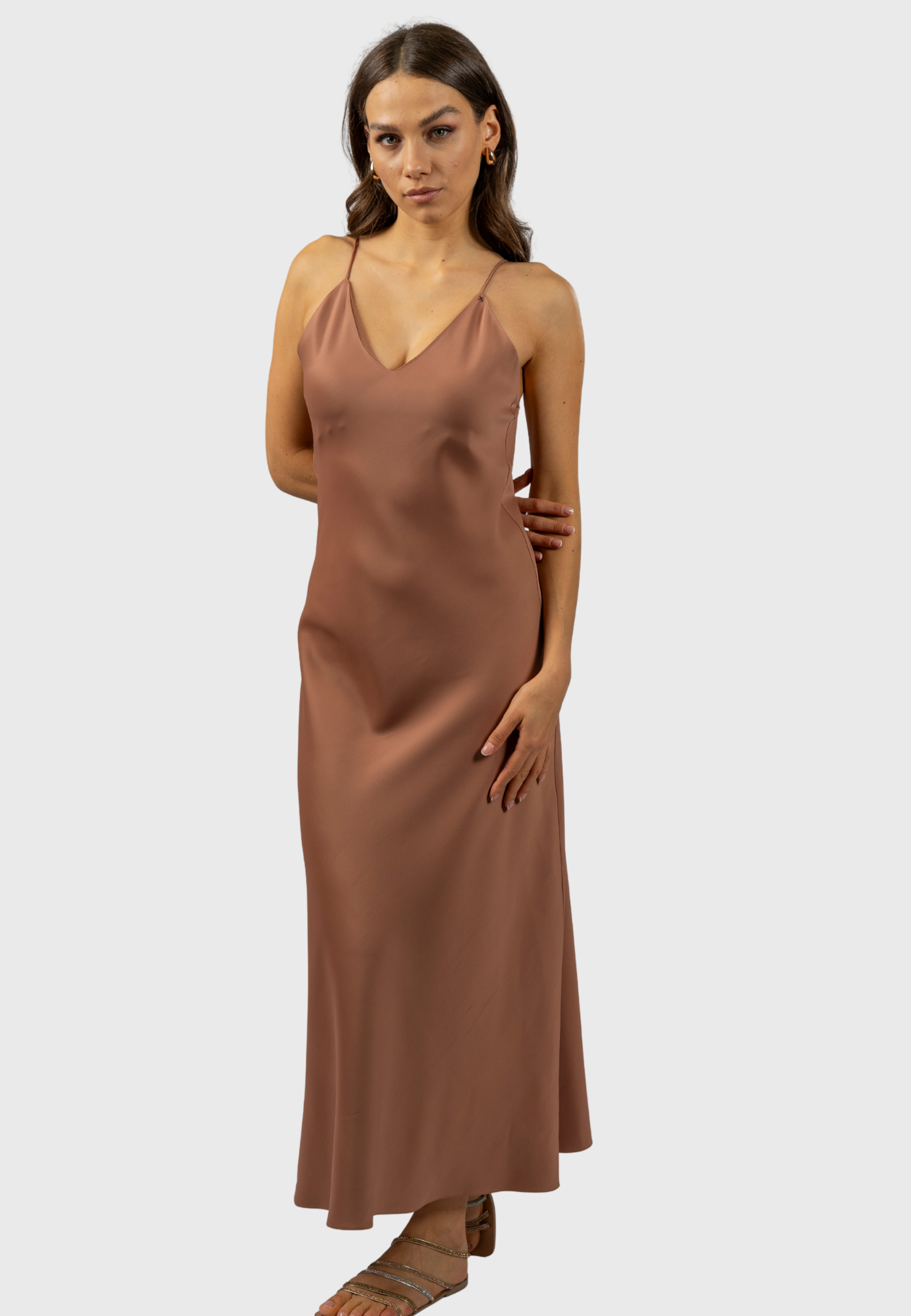 Sanremo Slip Dress – Terracotta Viscose