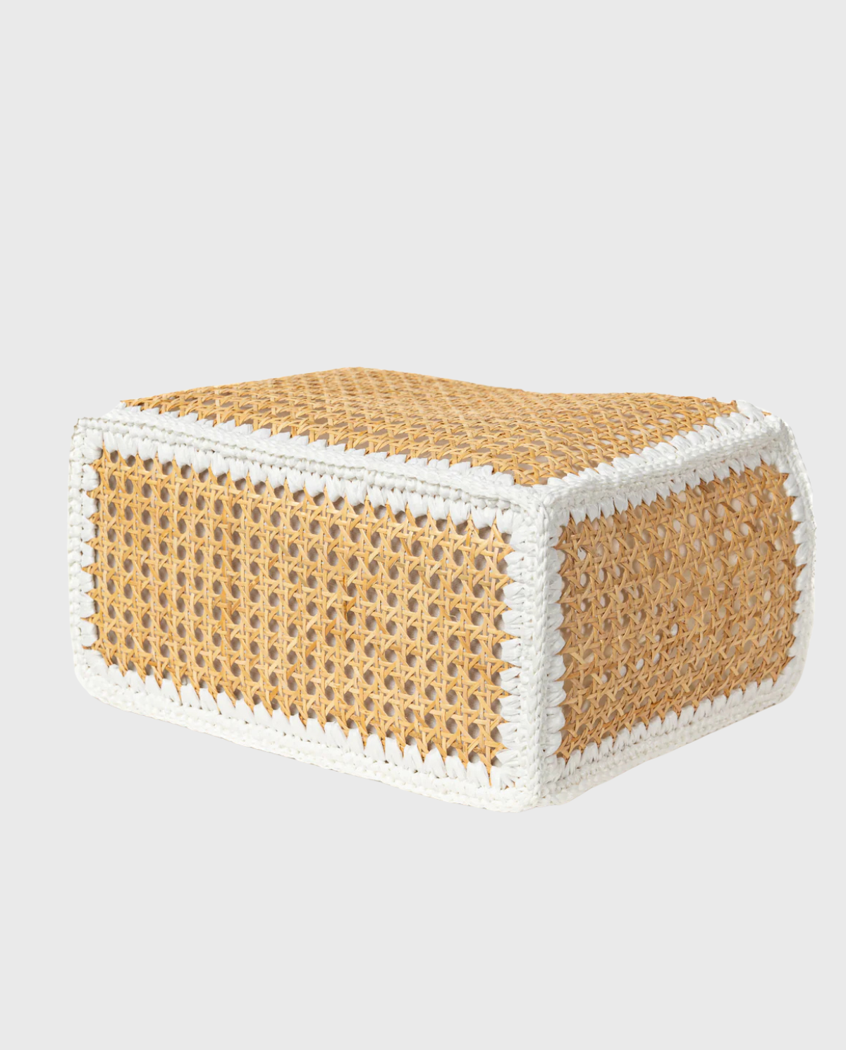 Tote Rattan with Bamboo Handles – White Trim