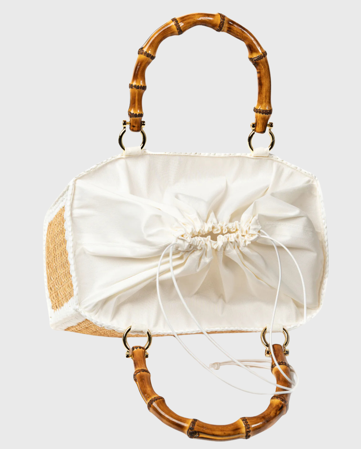 Tote Rattan with Bamboo Handles – White Trim