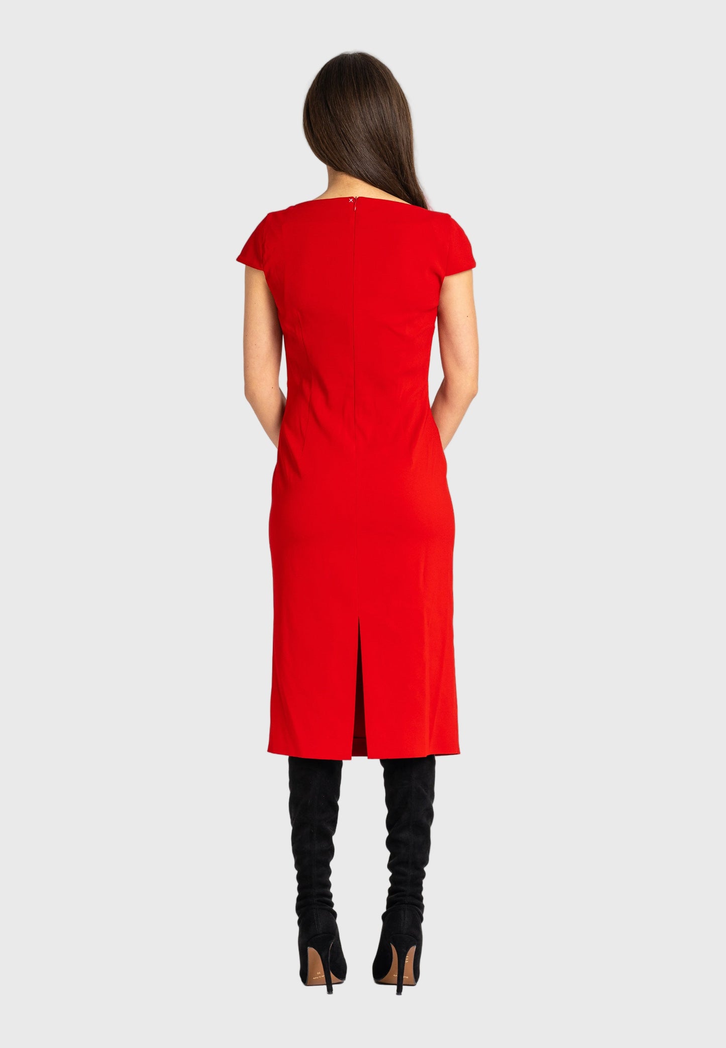 sustainable dresses australia midi dress red cut out neck dress red cut out midi dress midi cut out dress tubino goccia sheath dress sheath dress australia sheathdress red women cut out dress red dress made in italy clothing winter dresses Australia