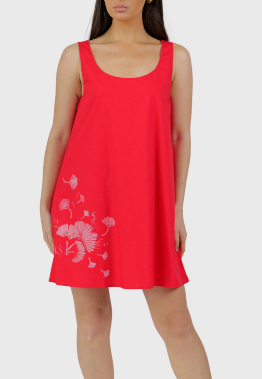 Abito Linosa – Red Cotton Trapeze Dress