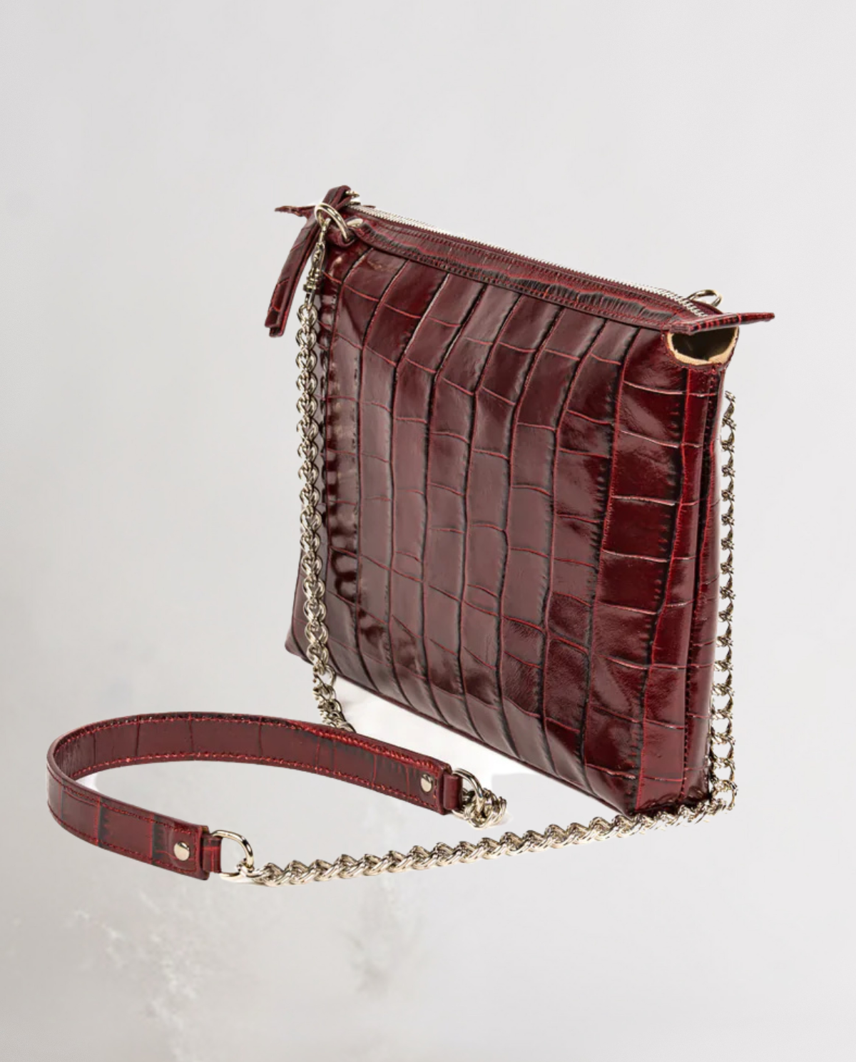 Crossbody Leather Bag - Burgundy