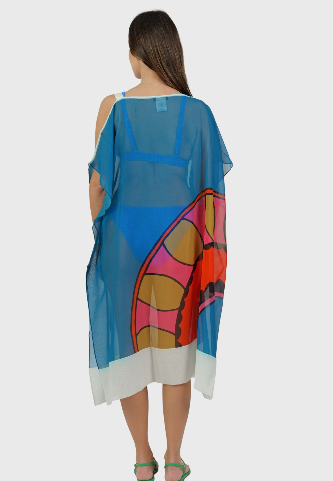 Portofino Kaftan – Light Blue Print Silk
