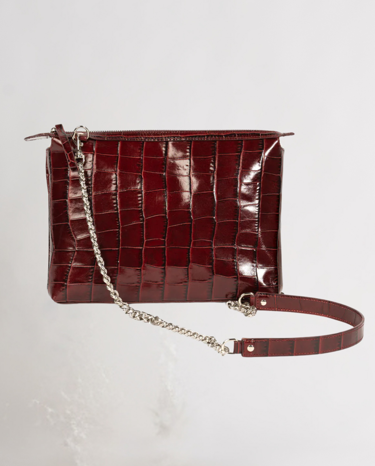 Crossbody Leather Bag - Burgundy