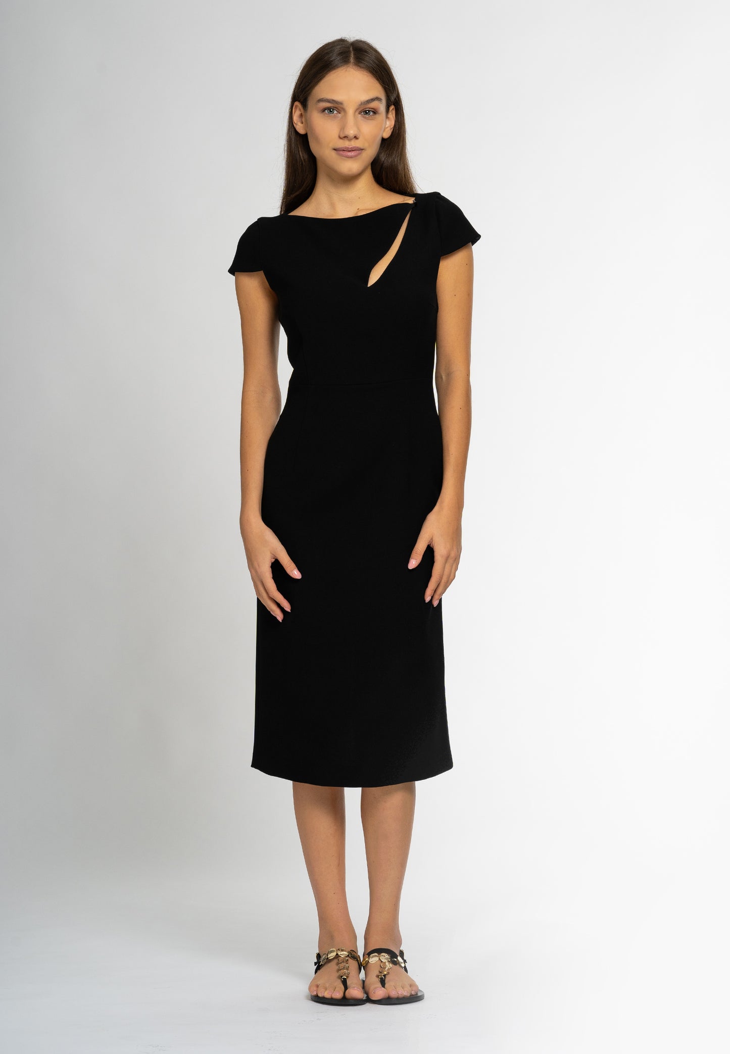 ethical clothing Australia  sustainable clothing australia  ethical australian clothing  sustainable dresses australia  midi dress black cut out neck dress  black cut out midi dress midi cut out dress tubino goccia sheath dress sheath dress australia sheathdress black women cut out dress  black dress  made in italy clothing winter dresses Australia