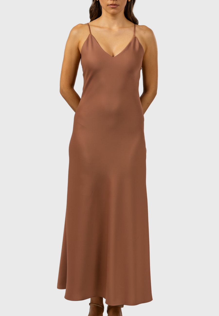 Sanremo Slip Dress – Terracotta Viscose