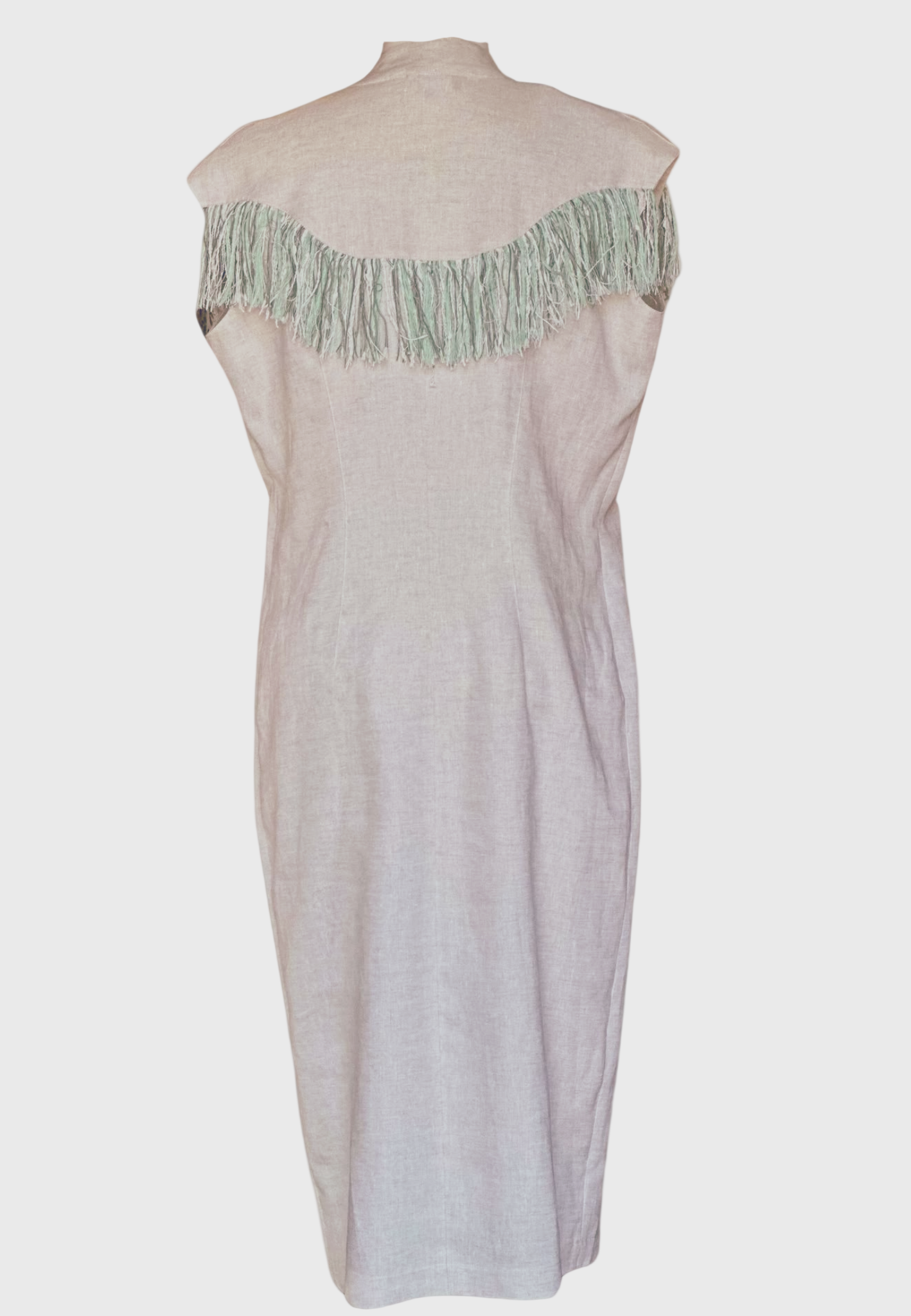 Della Fringe Dress – Ivory Linen Blend