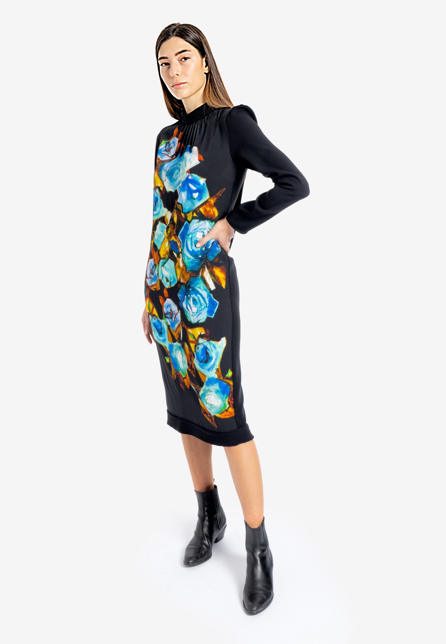 Venere High Neck Midi Dress