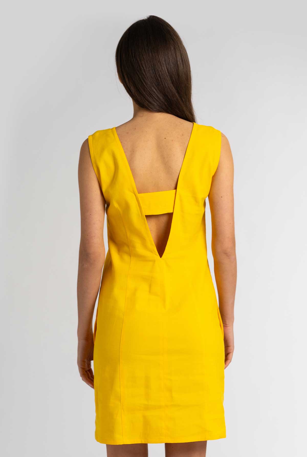 Amelia Sleeveless Midi Dress - Yellow and Orange Dress