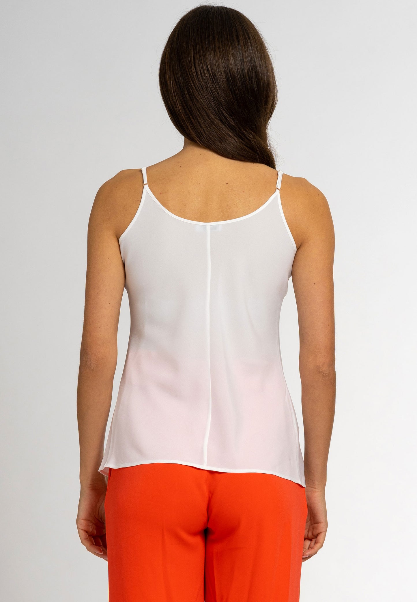 pure silk camisole, camisole in white, light weight fabric, sheer surface quality, chic silk camisole, silk camisole top, silk camisole blouse, silk cami top, camisoles for women, blouse for women, fine knitwear ideas; silk top Silk Camisole; sleeveless top; white silk top