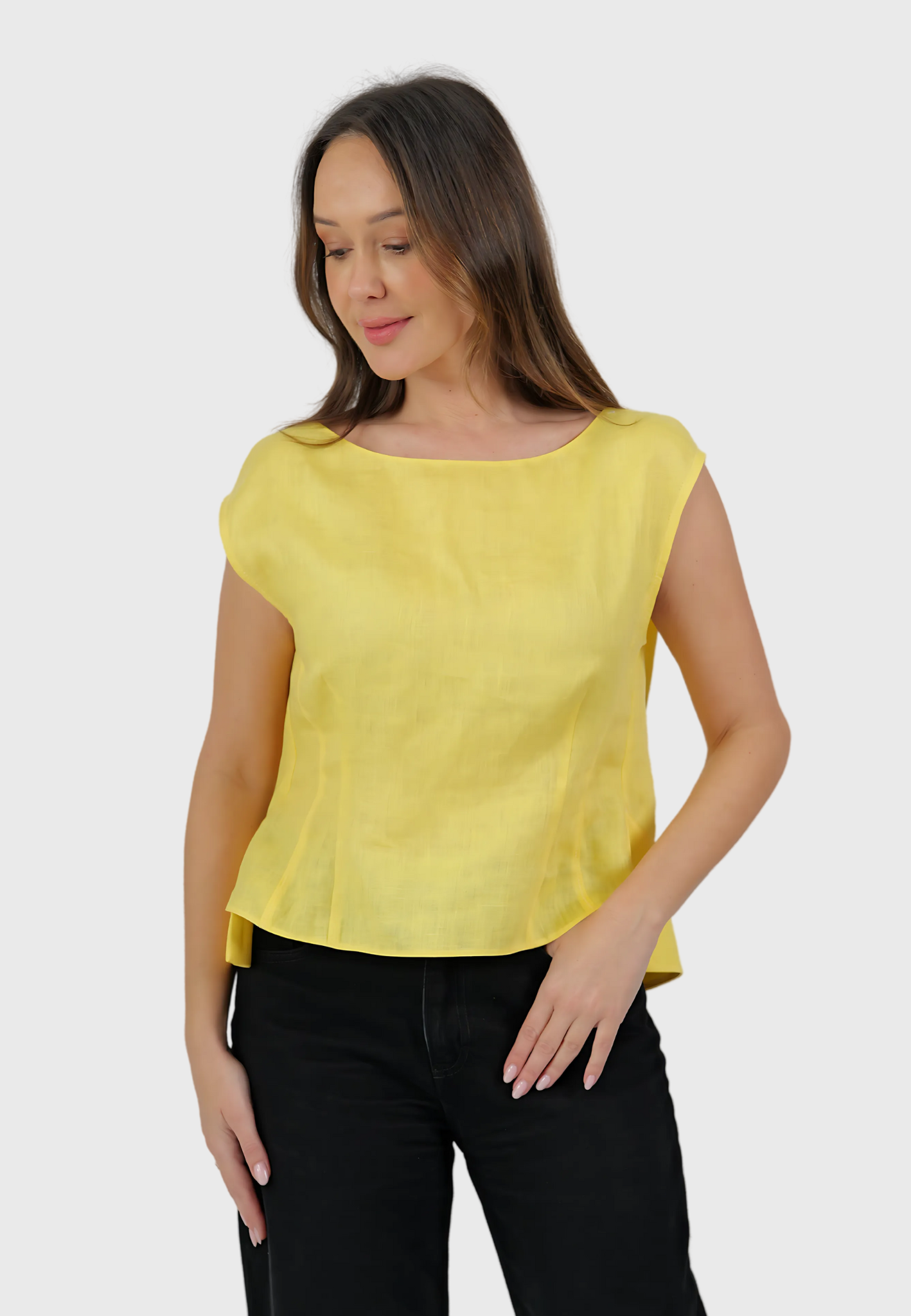 Panarea Linen Top – Giallo