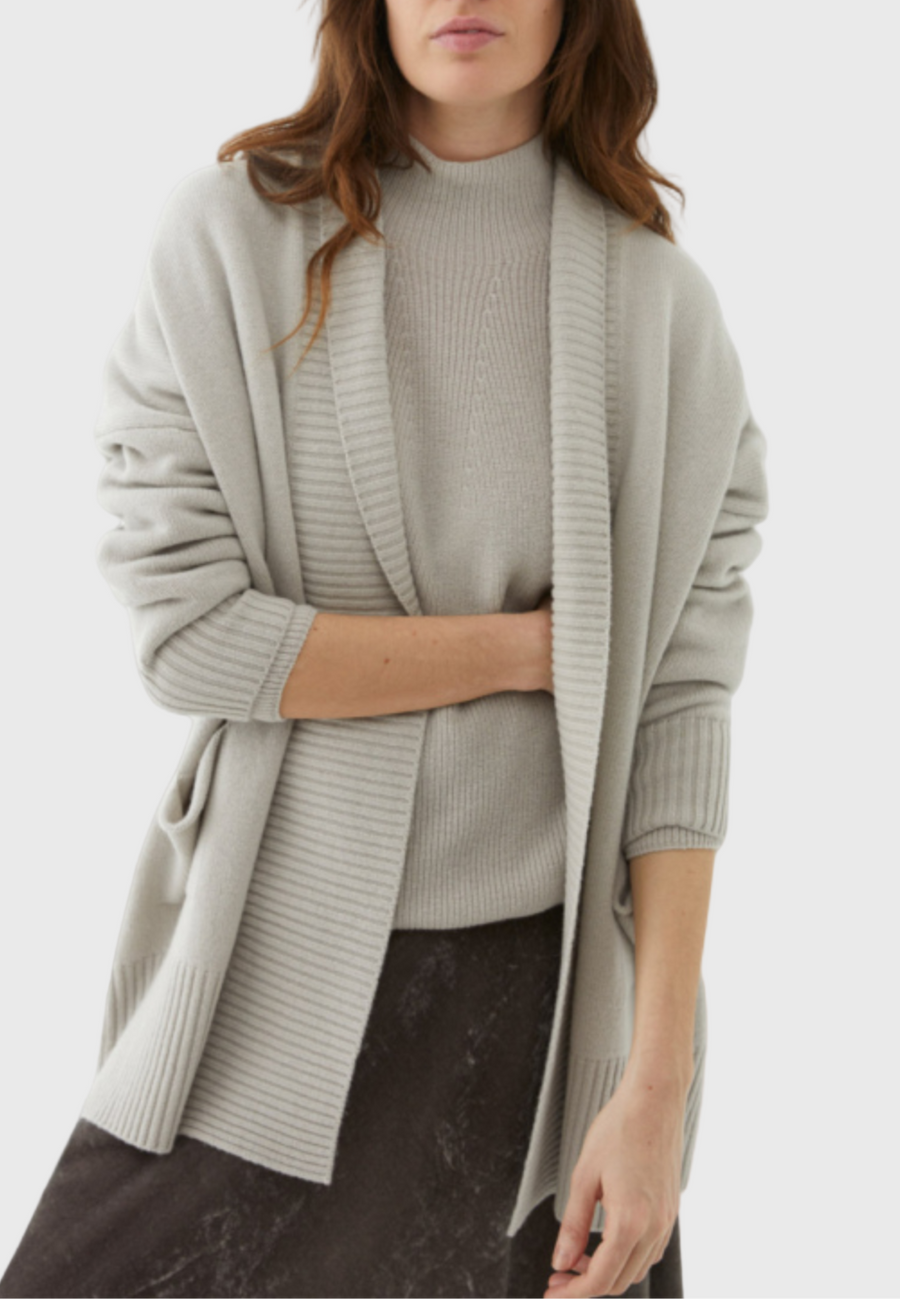 Wool & Cashmere Long Cardigan – Stone