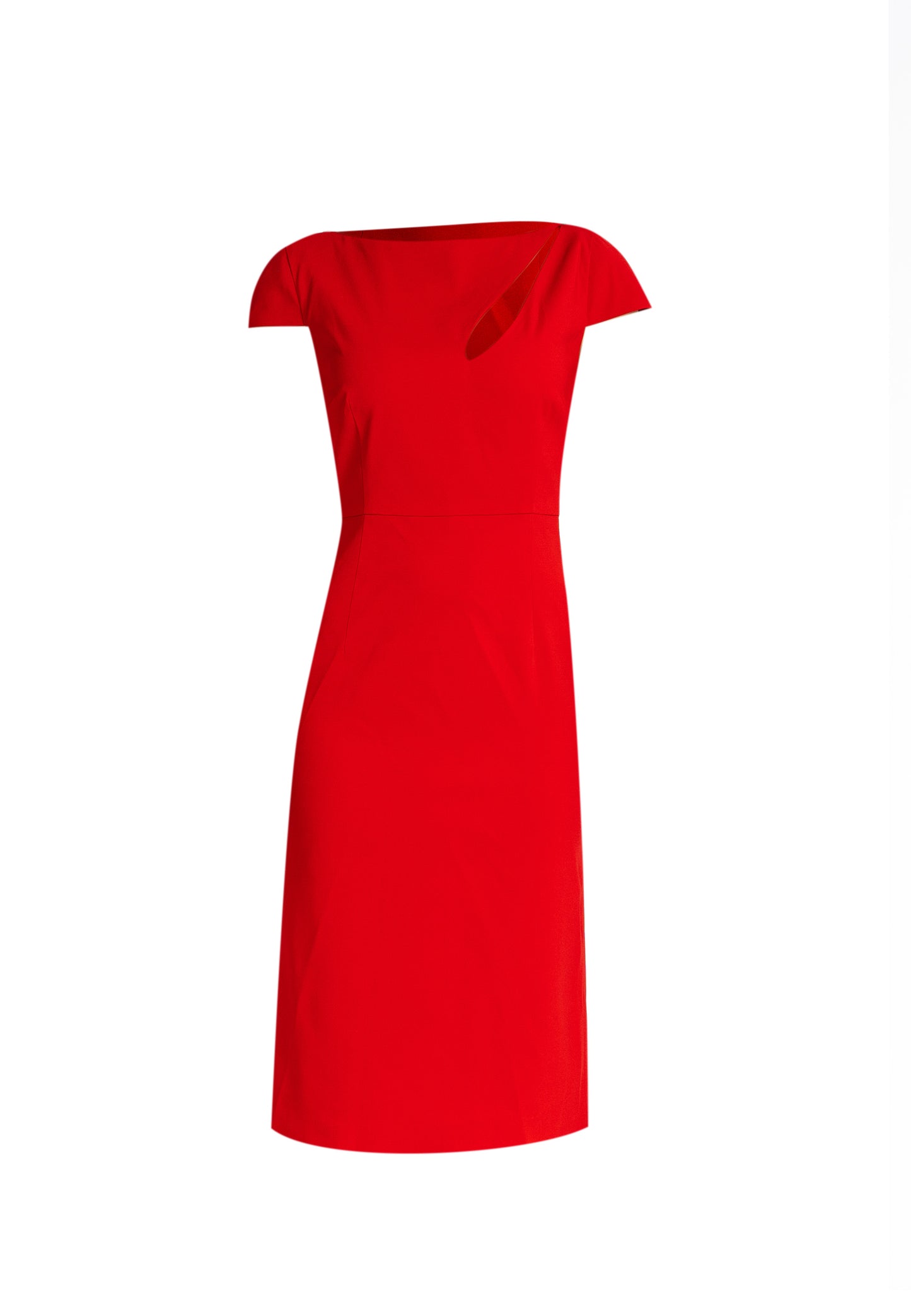 sustainable dresses australia  midi dress red cut out neck dress  red cut out midi dress midi cut out dress tubino goccia sheath dress sheath dress australia sheathdress red women cut out dress  red dress  made in italy clothing winter dresses Australia