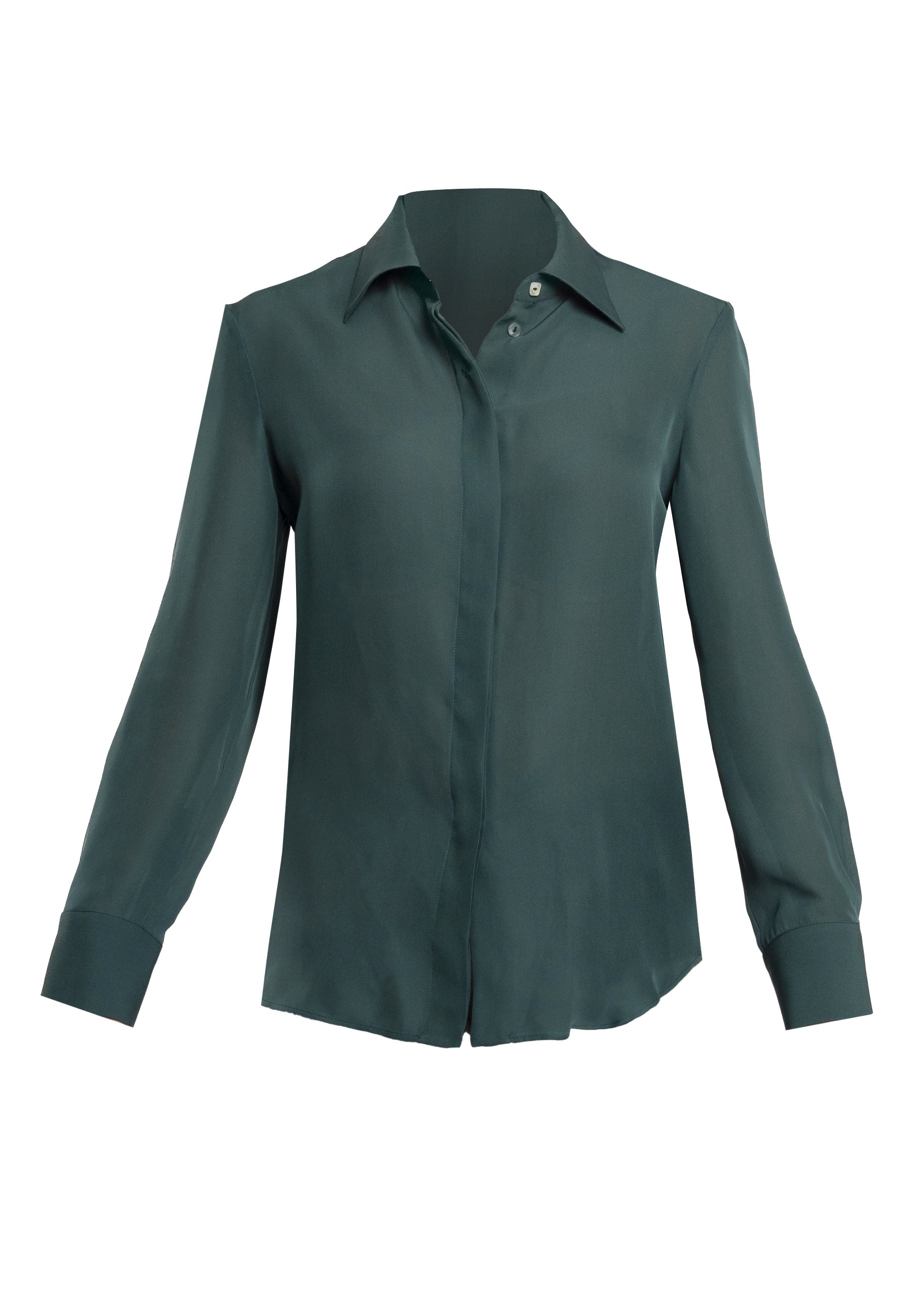 dark green silk shirt, Italian silk shirt, elegant silk shirt, classic silk shirt, versatile silk shirt, formal silk shirt, feminine silk shirt, Italian clothing, luxury silk shirt, Italian made shirt