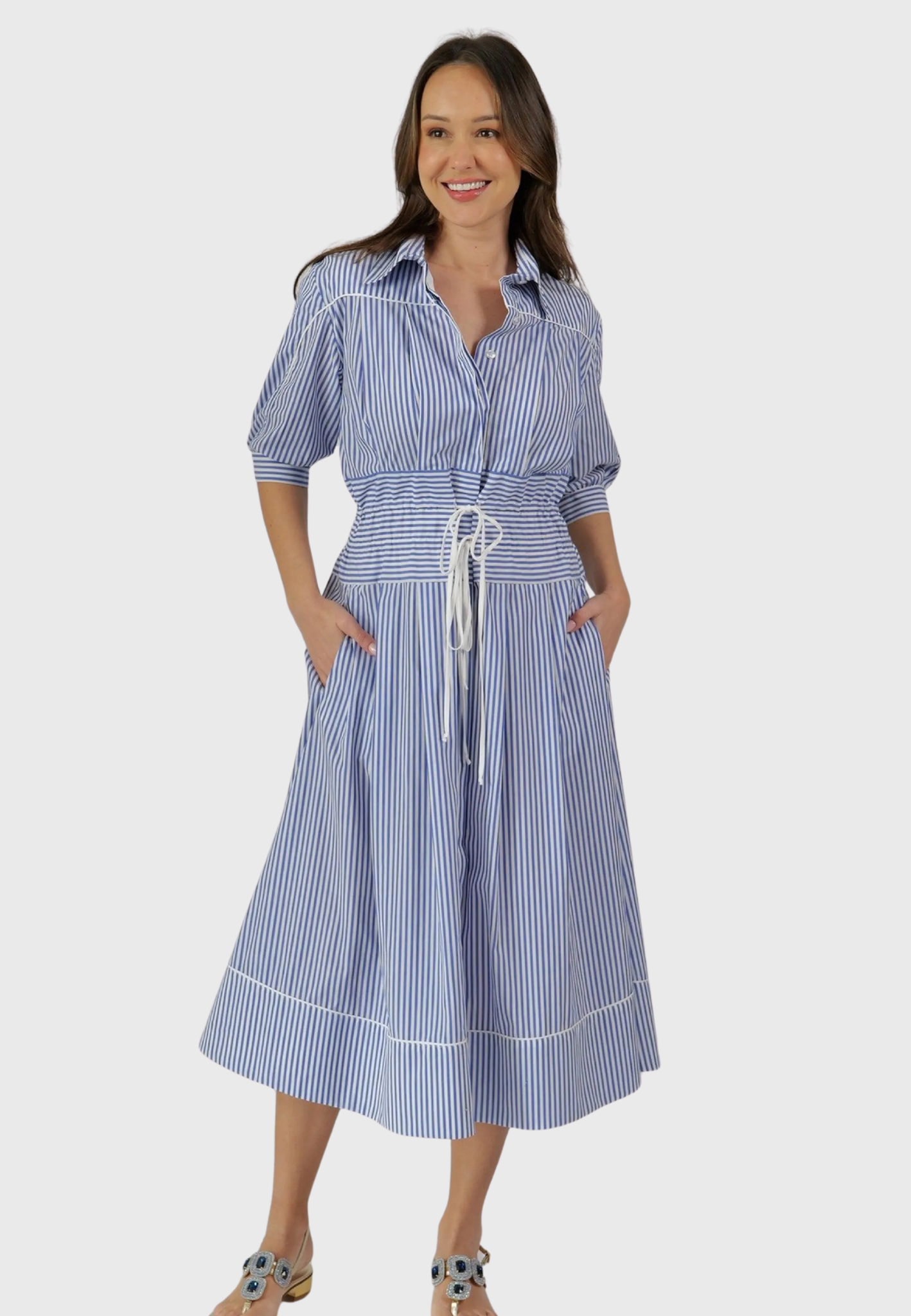 The Positano Dress – Striped Cotton Elegance