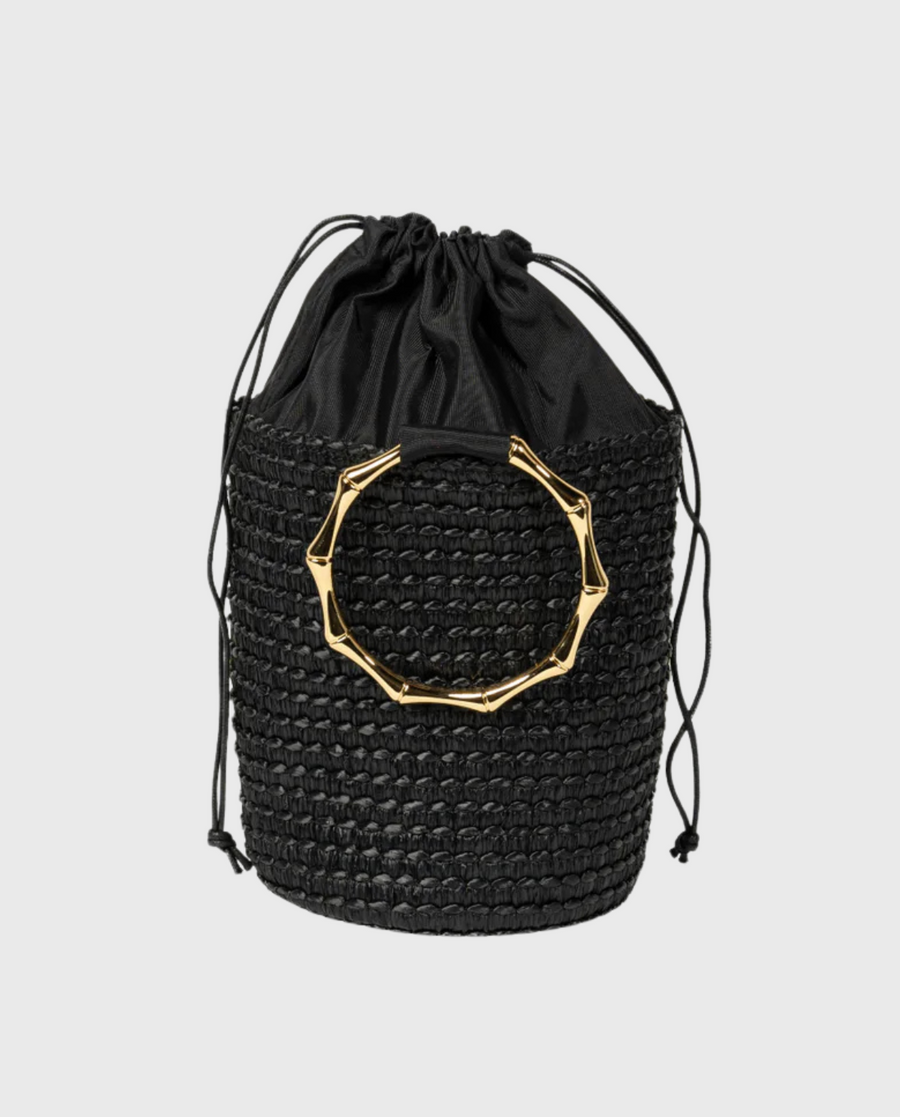 Bucket Bag – Black Raffia
