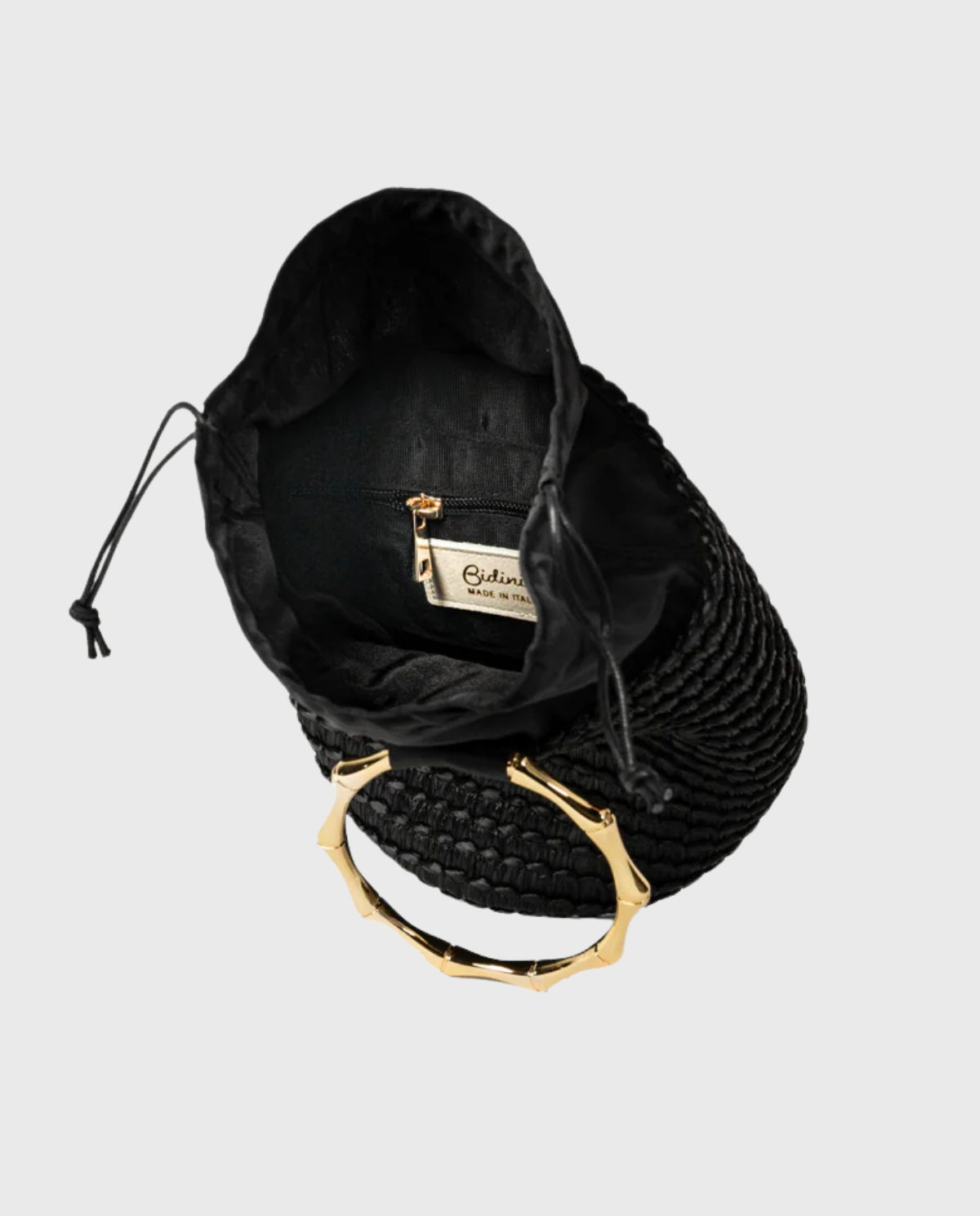 Bucket Bag – Black Raffia