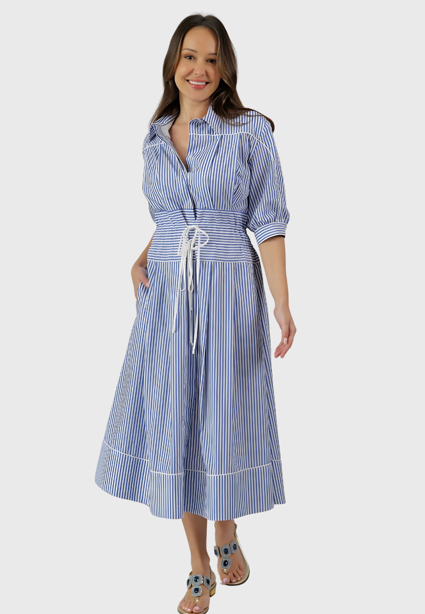 The Positano Dress – Striped Cotton Elegance