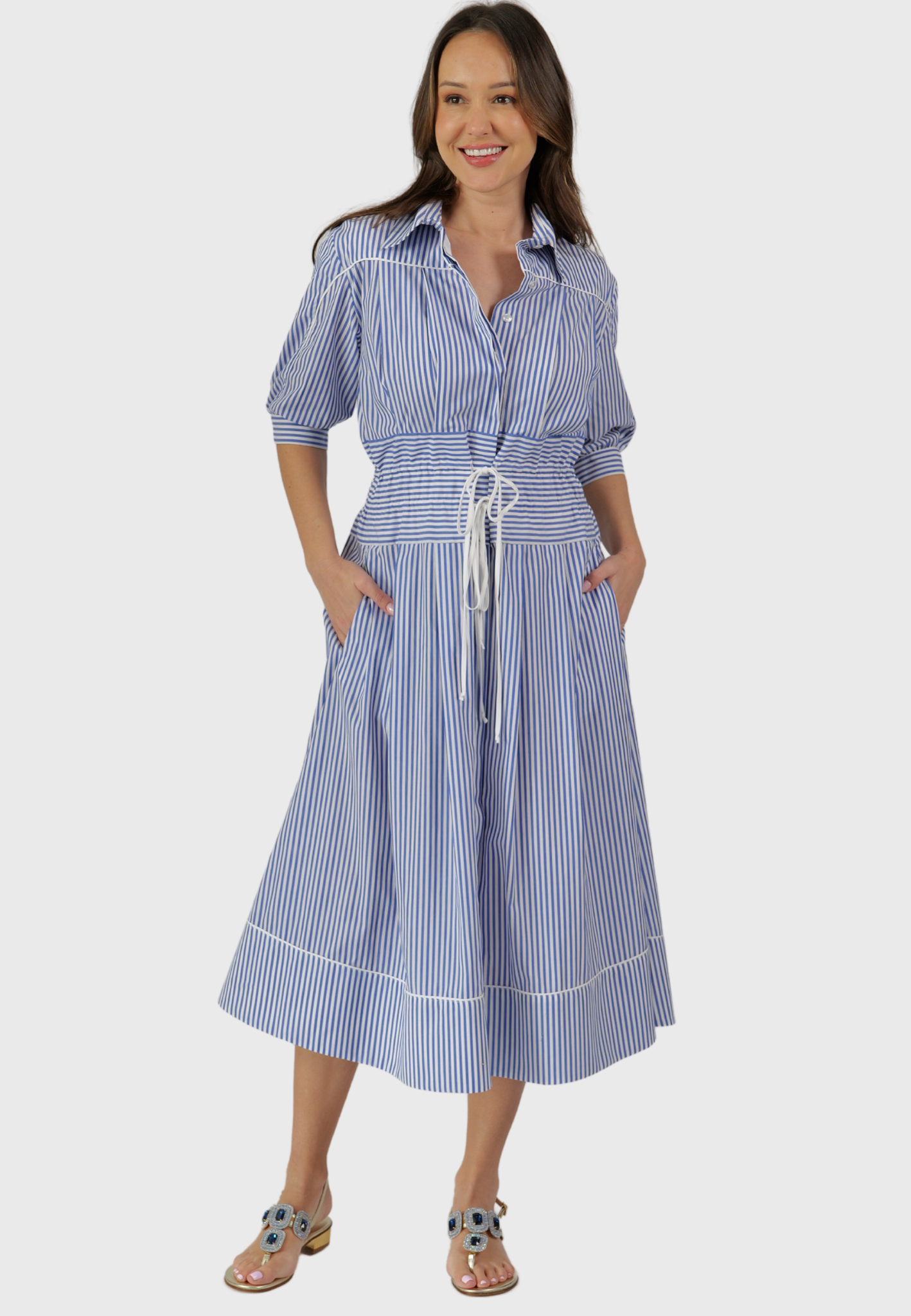 The Positano Dress – Striped Cotton Elegance