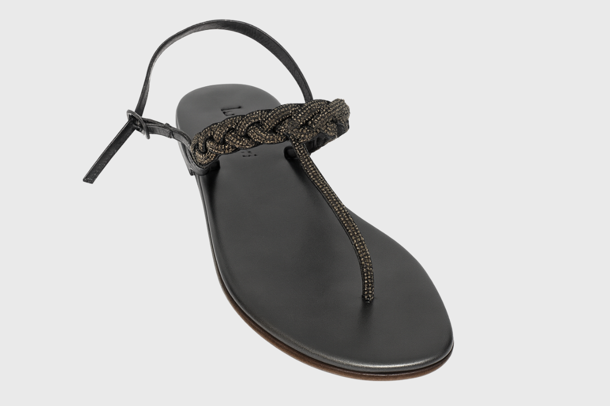 Ischia Sandals – Black Braided Leather