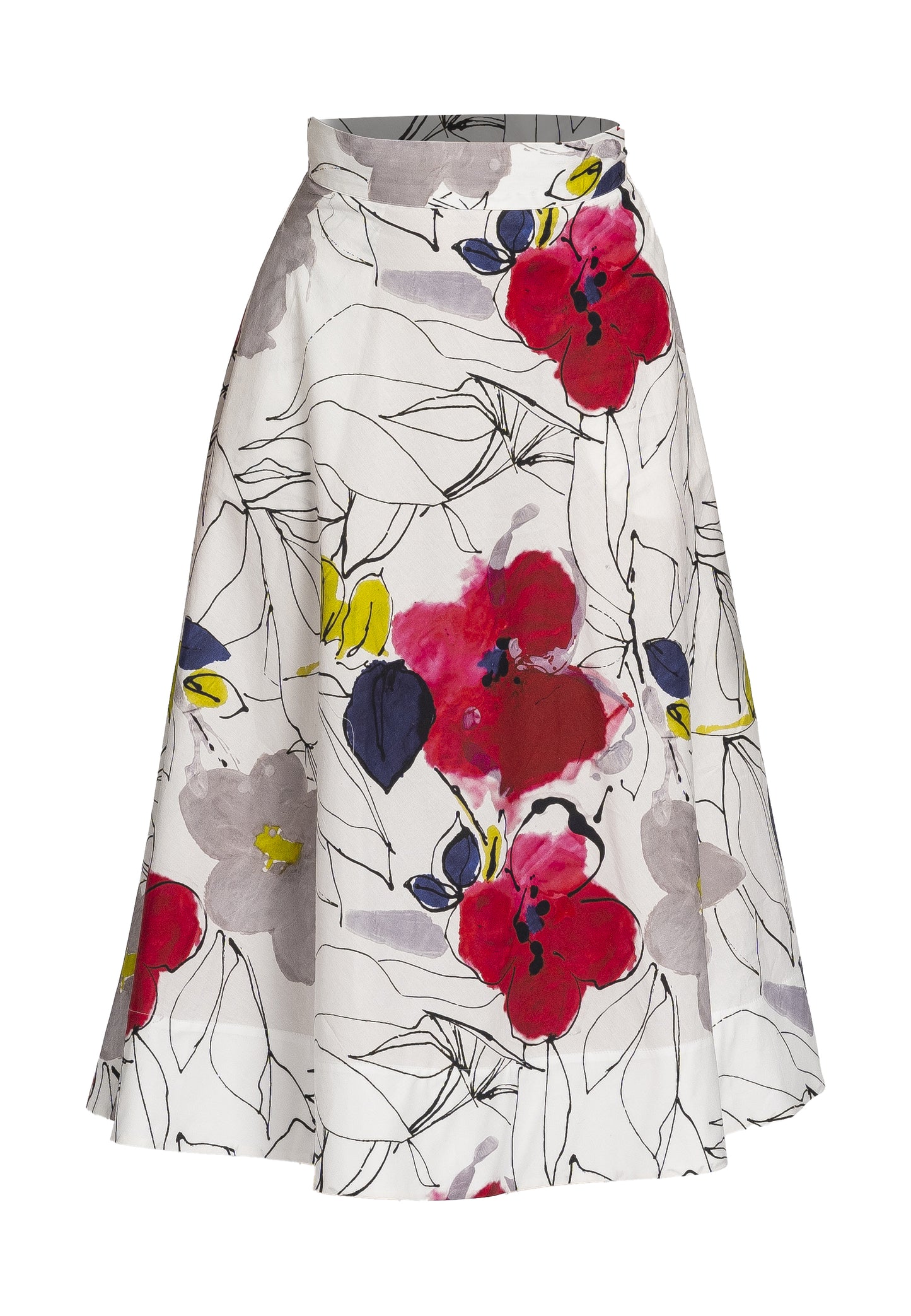 floral print maxi skirt, white background skirt, printed cotton skirt, full skirt with pockets, feminine and elegant skirt, comfortable and breathable skirt