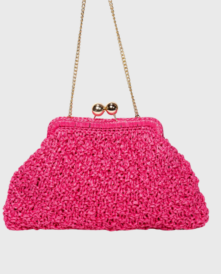 Margherita Raffia Clutch - Hot Pink | Handcrafted in Florence