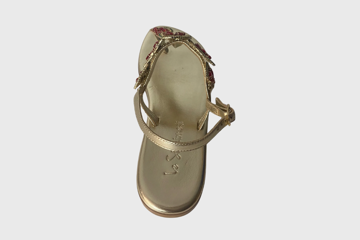 Positano Sandals – Gold with Watermelon Crystals
