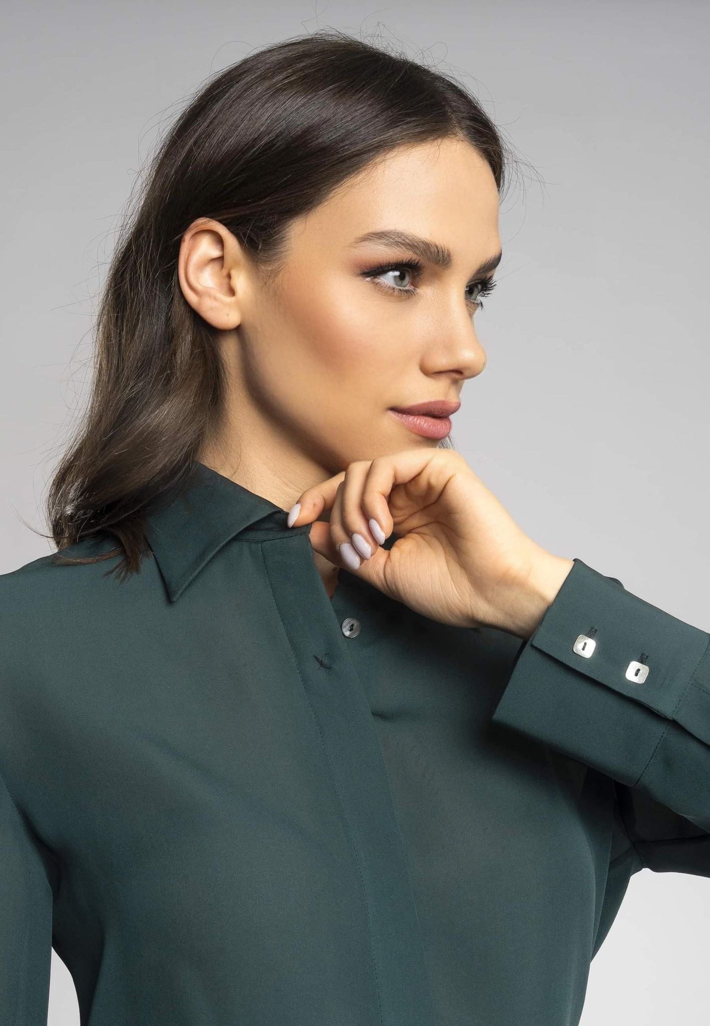 dark green silk shirt, Italian silk shirt, elegant silk shirt, classic silk shirt, versatile silk shirt, formal silk shirt, feminine silk shirt, Italian clothing, luxury silk shirt, Italian made shirt