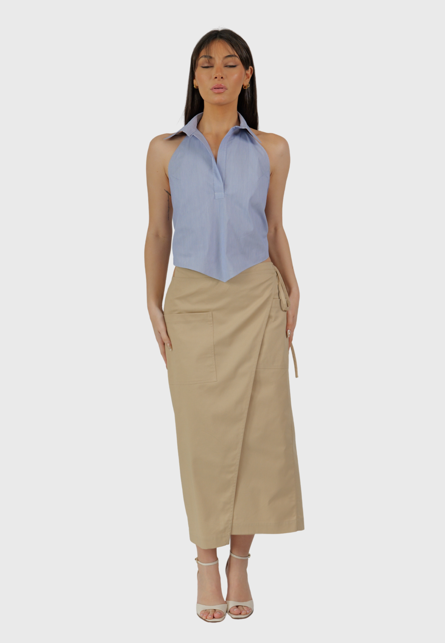 The Salina Skirt – Long Wrap Skirt in Sand Cotton