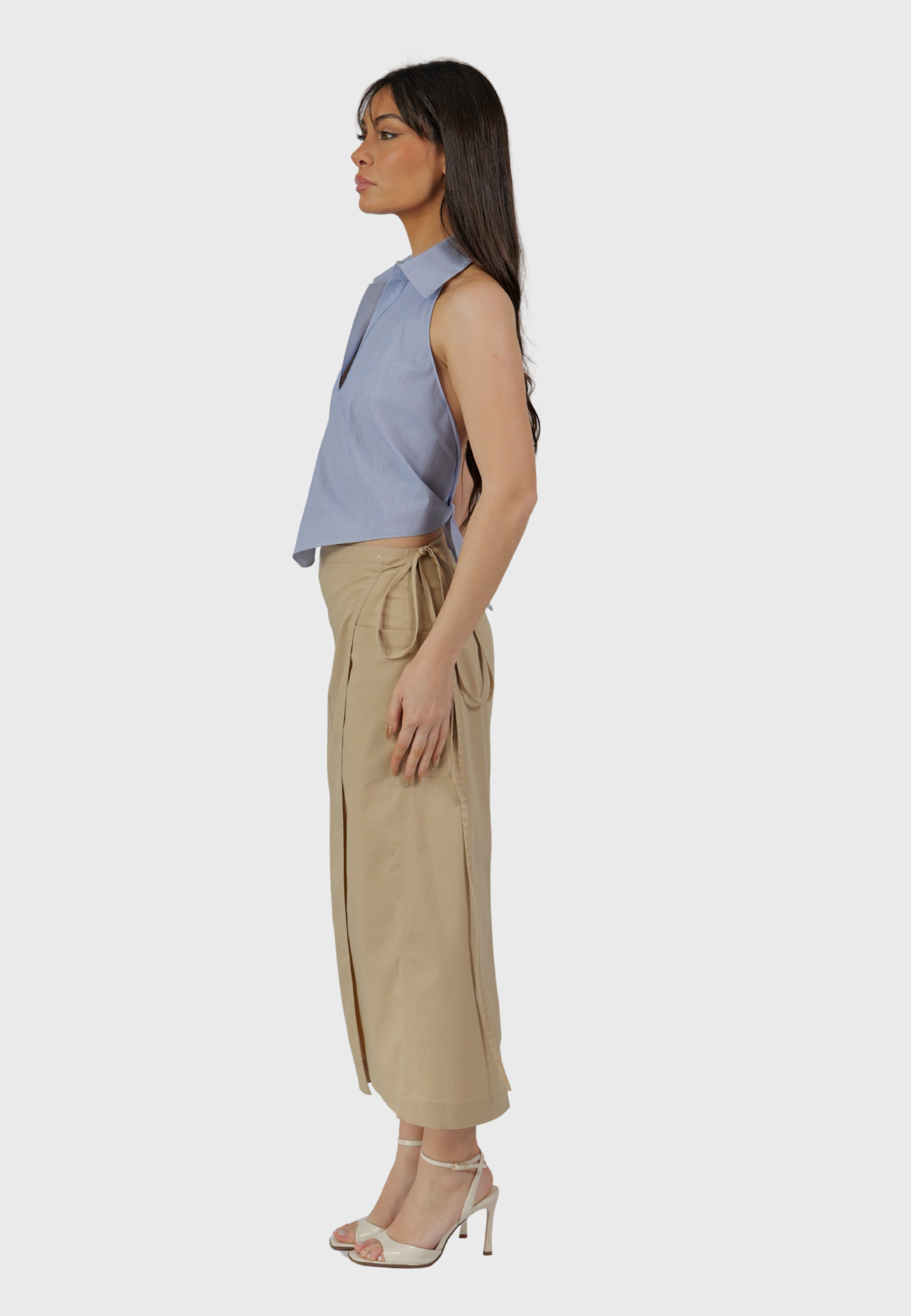 The Salina Skirt – Long Wrap Skirt in Sand Cotton
