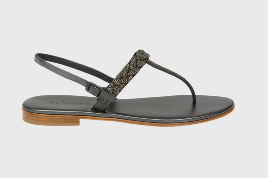 Ischia Sandals – Black Braided Leather
