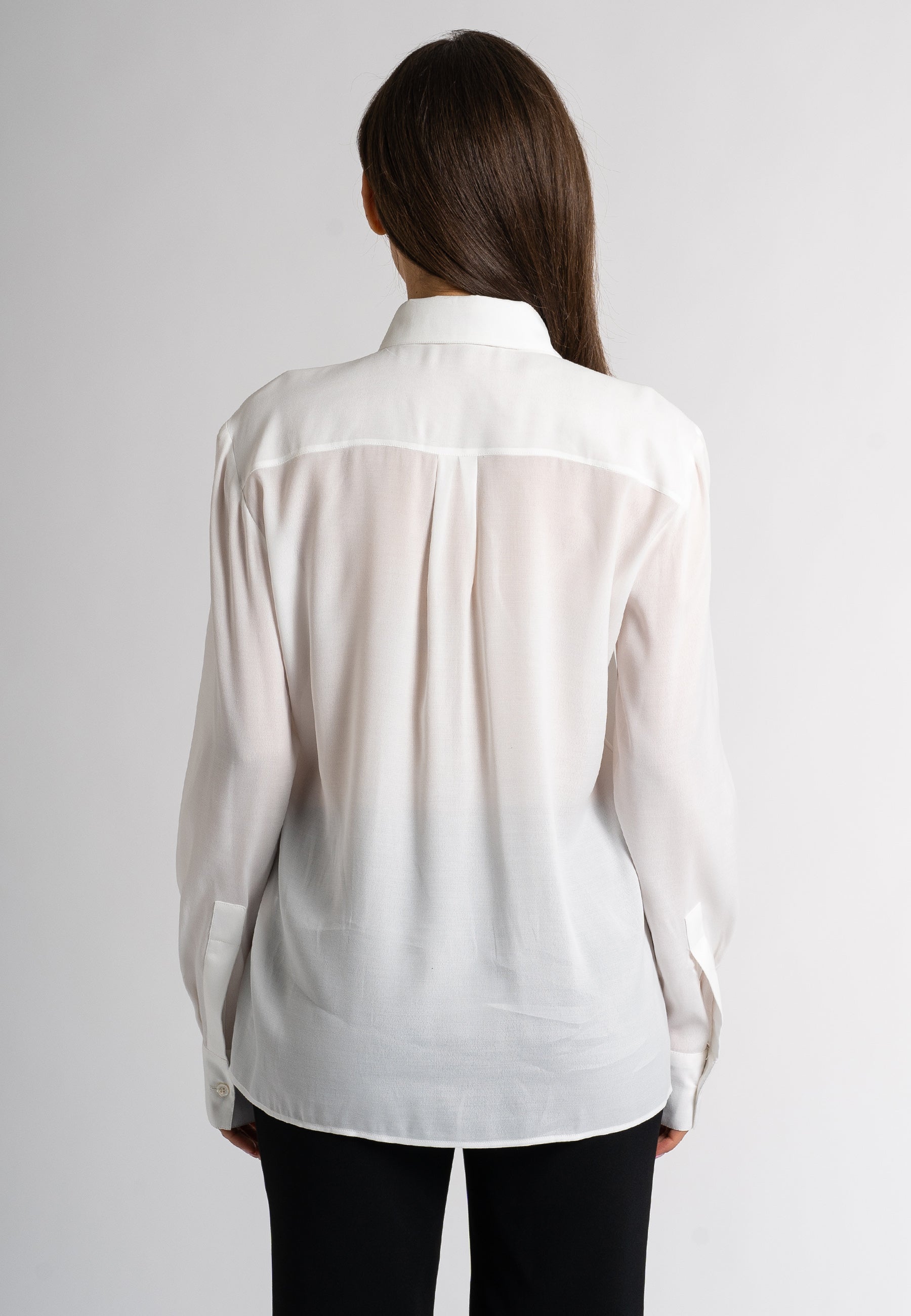  feminine white shirt, ladies long sleeve shirt, viscose blouse, stylish white shirt, pocket shirt