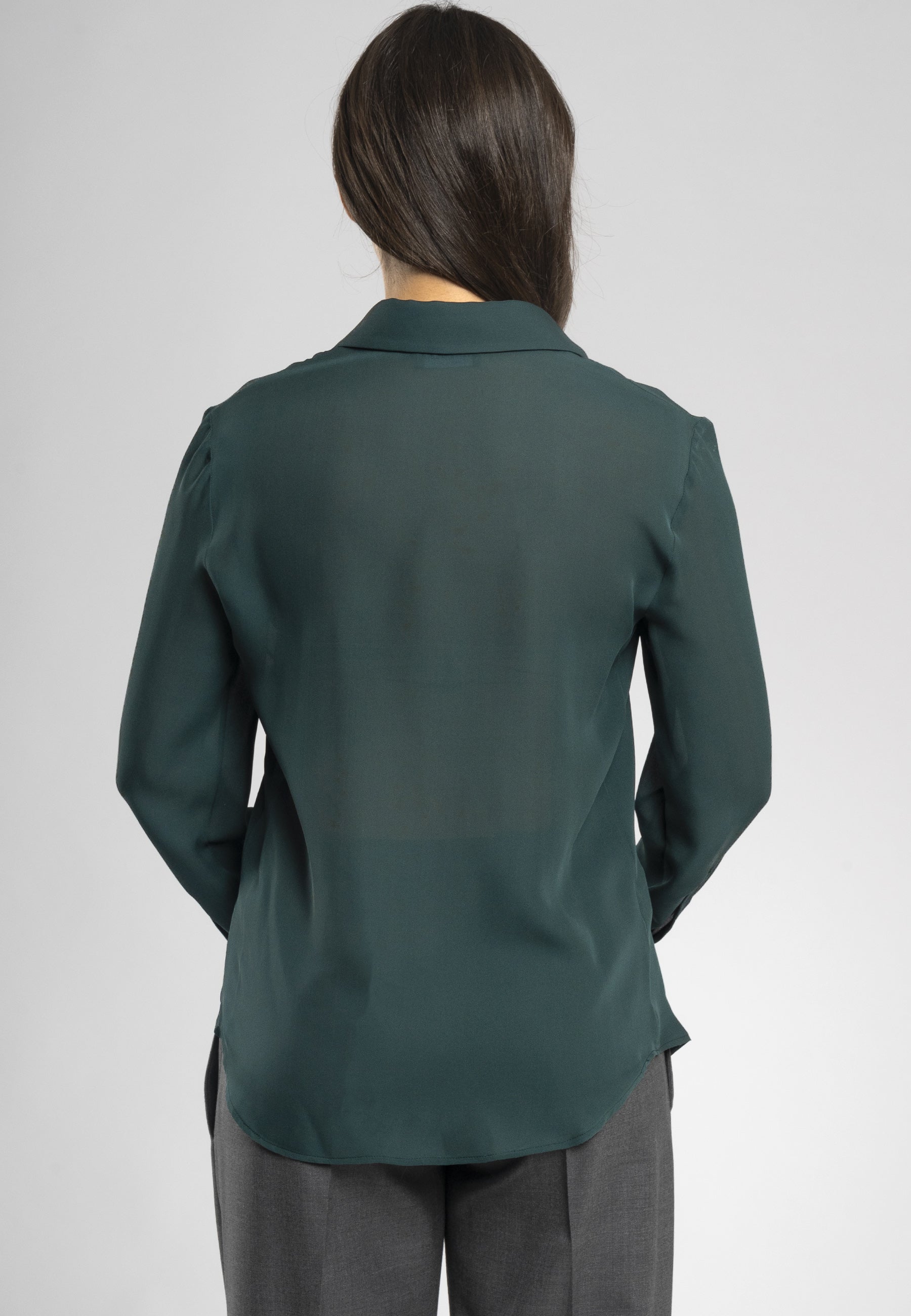 dark green silk shirt, Italian silk shirt, elegant silk shirt, classic silk shirt, versatile silk shirt, formal silk shirt, feminine silk shirt, Italian clothing, luxury silk shirt, Italian made shirt