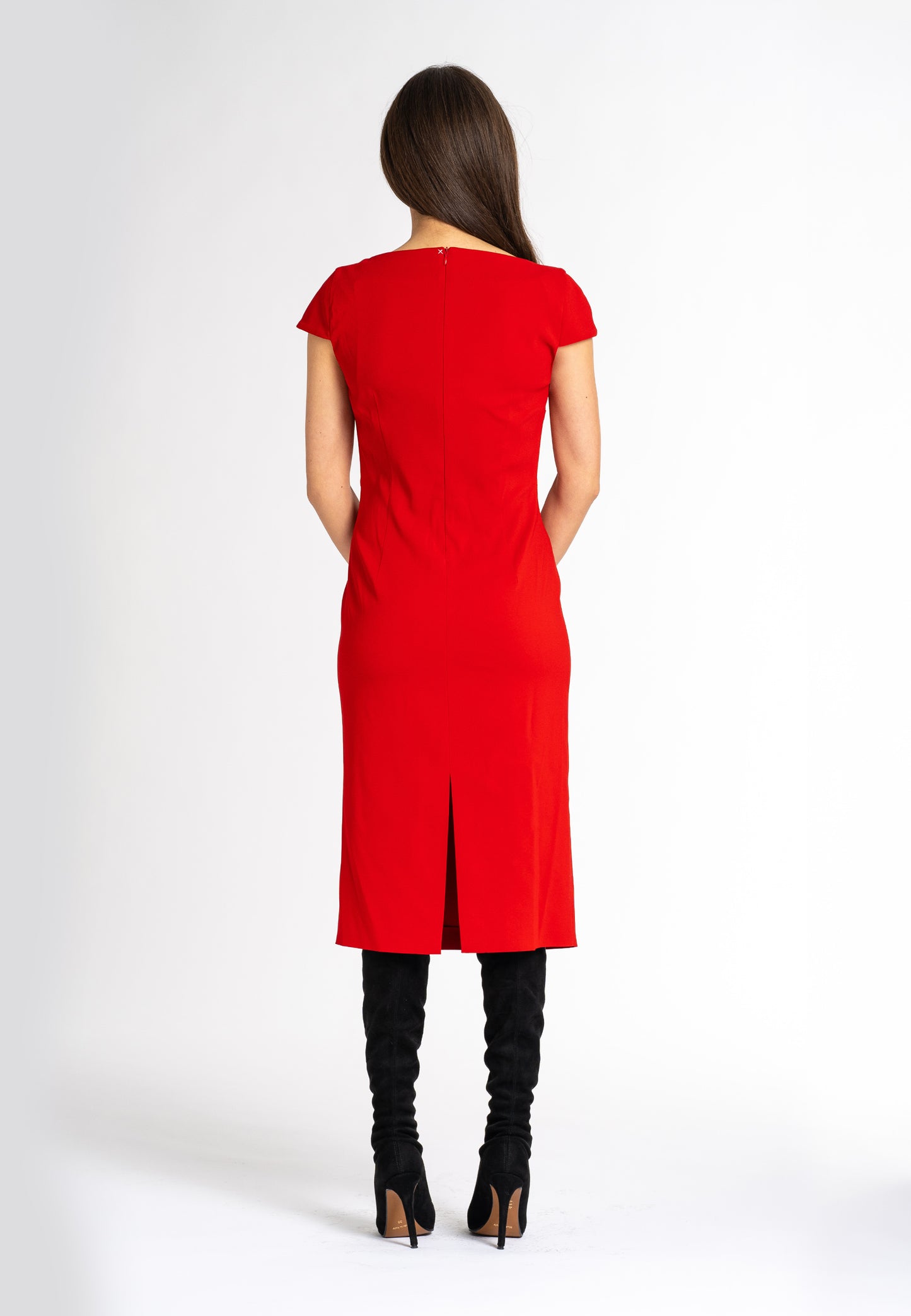 sustainable dresses australia  midi dress red cut out neck dress  red cut out midi dress midi cut out dress tubino goccia sheath dress sheath dress australia sheathdress red women cut out dress  red dress  made in italy clothing winter dresses Australia