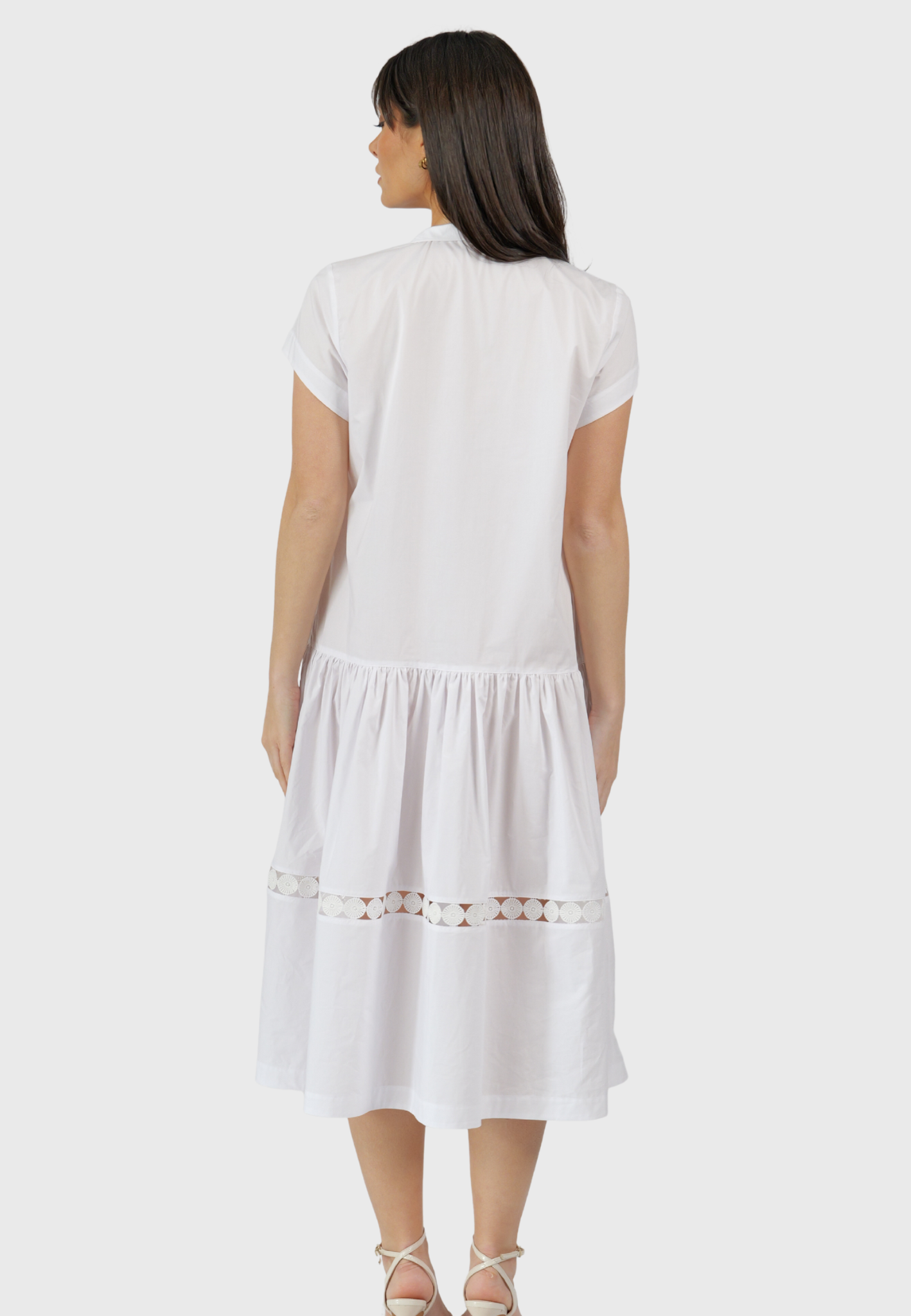 The Capri Dress – Cotton Midi with Lace Inset