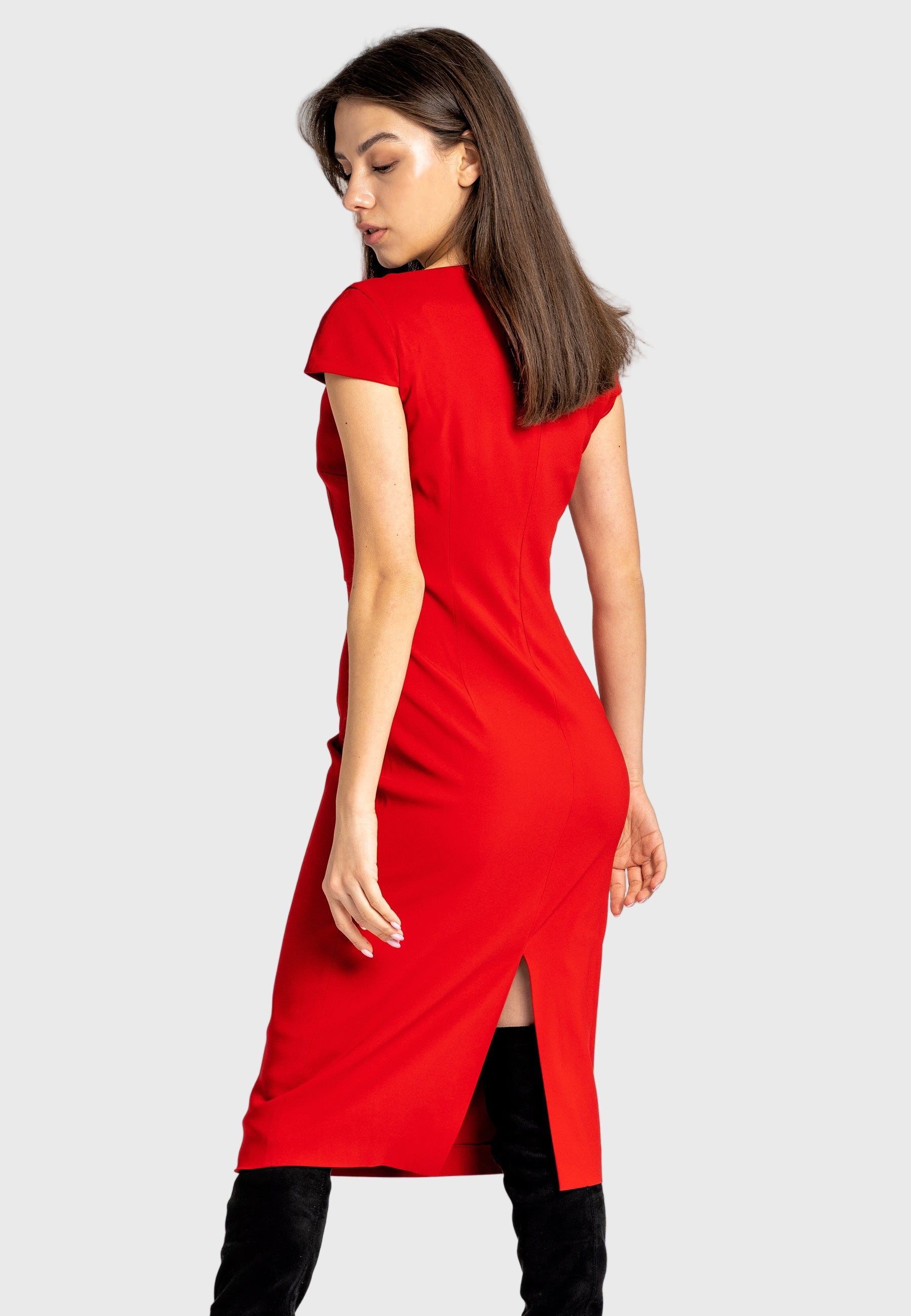 Caterina Cut-Out Midi Dress Red Tema Moda Caterina Cut-Out Midi Dress Red Tema Moda