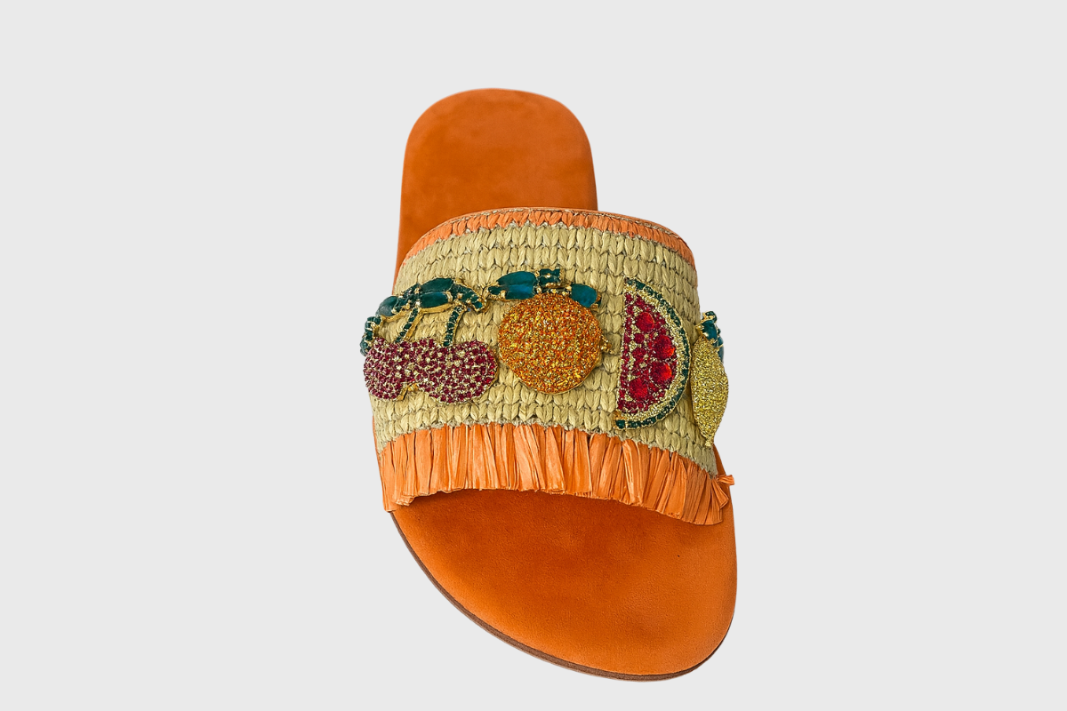 Ischia Sandals – Blush Suede with Swarovski Crystals