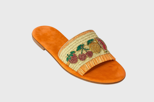 Ischia Sandals – Blush Suede with Swarovski Crystals