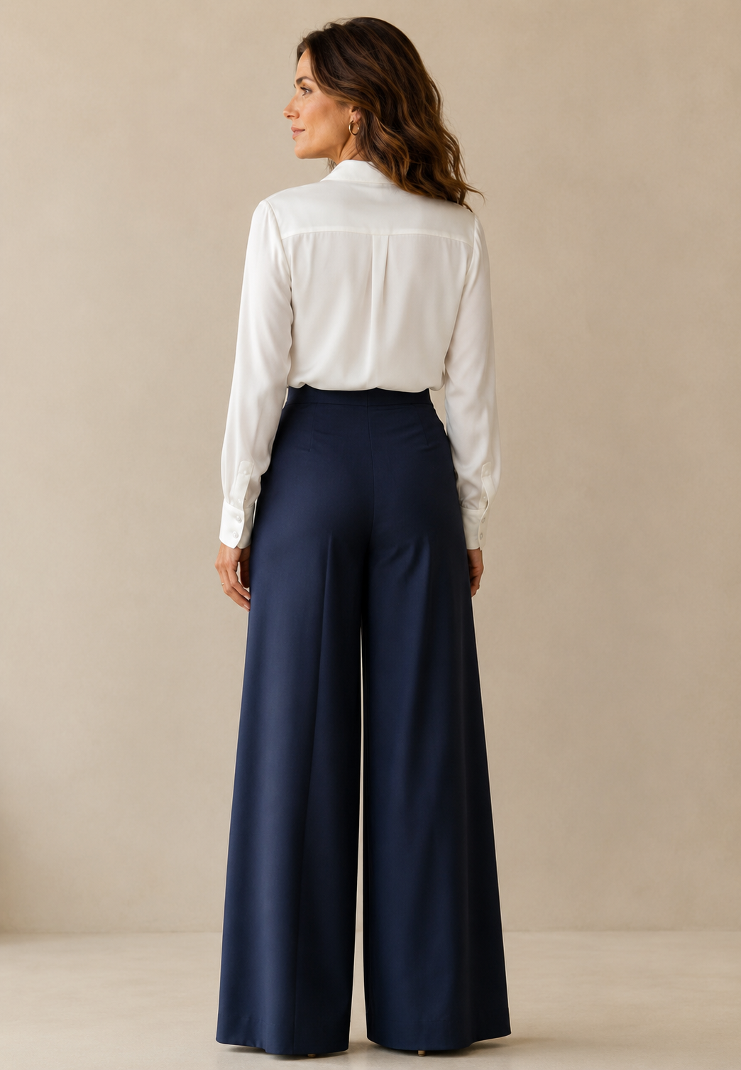 The Lago Wide- Leg Trouser — Navy