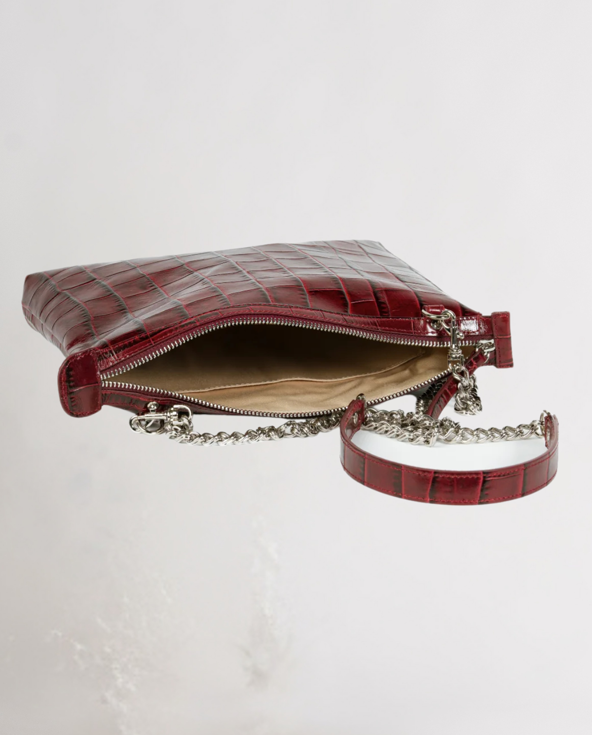 Crossbody Leather Bag - Burgundy